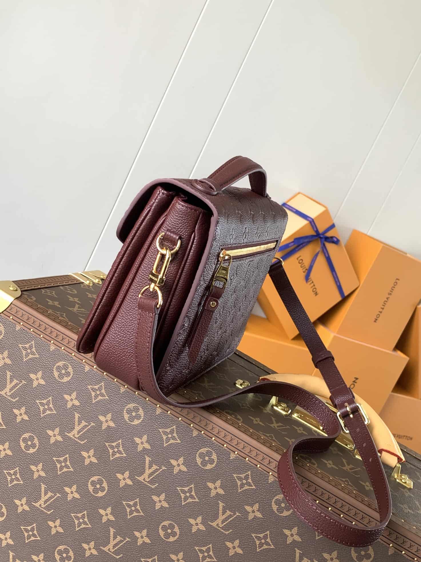 Louis Vuitton POCHETTE METIS Bag Monogram Empreinte Burgundy M46613 High