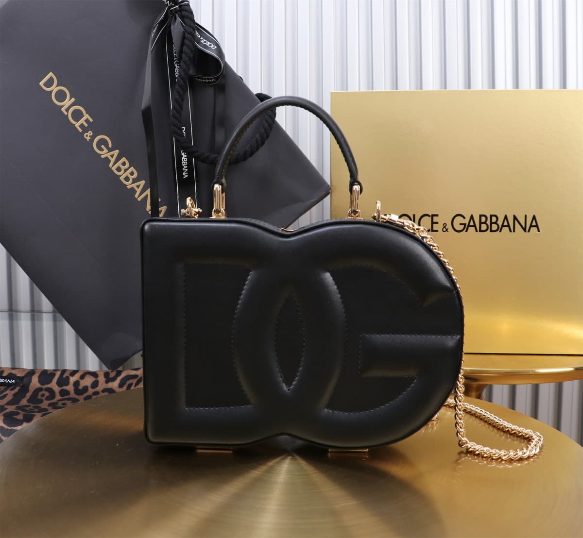 Dolce & Gabbana black leather DG Logo handbag high