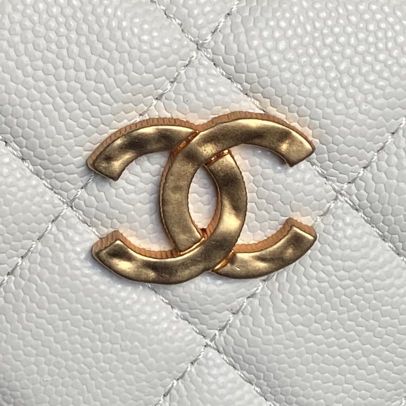 Chanel mini round hobo pouch bag AP4584 Grained Calfskin & gold-tone metal white high