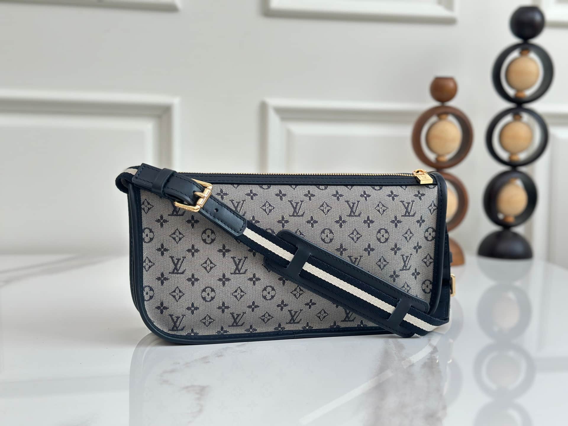 Louis Vuitton Mini Lin Pochette Kathleen Monogram Canvas Grey Blue M92334 High