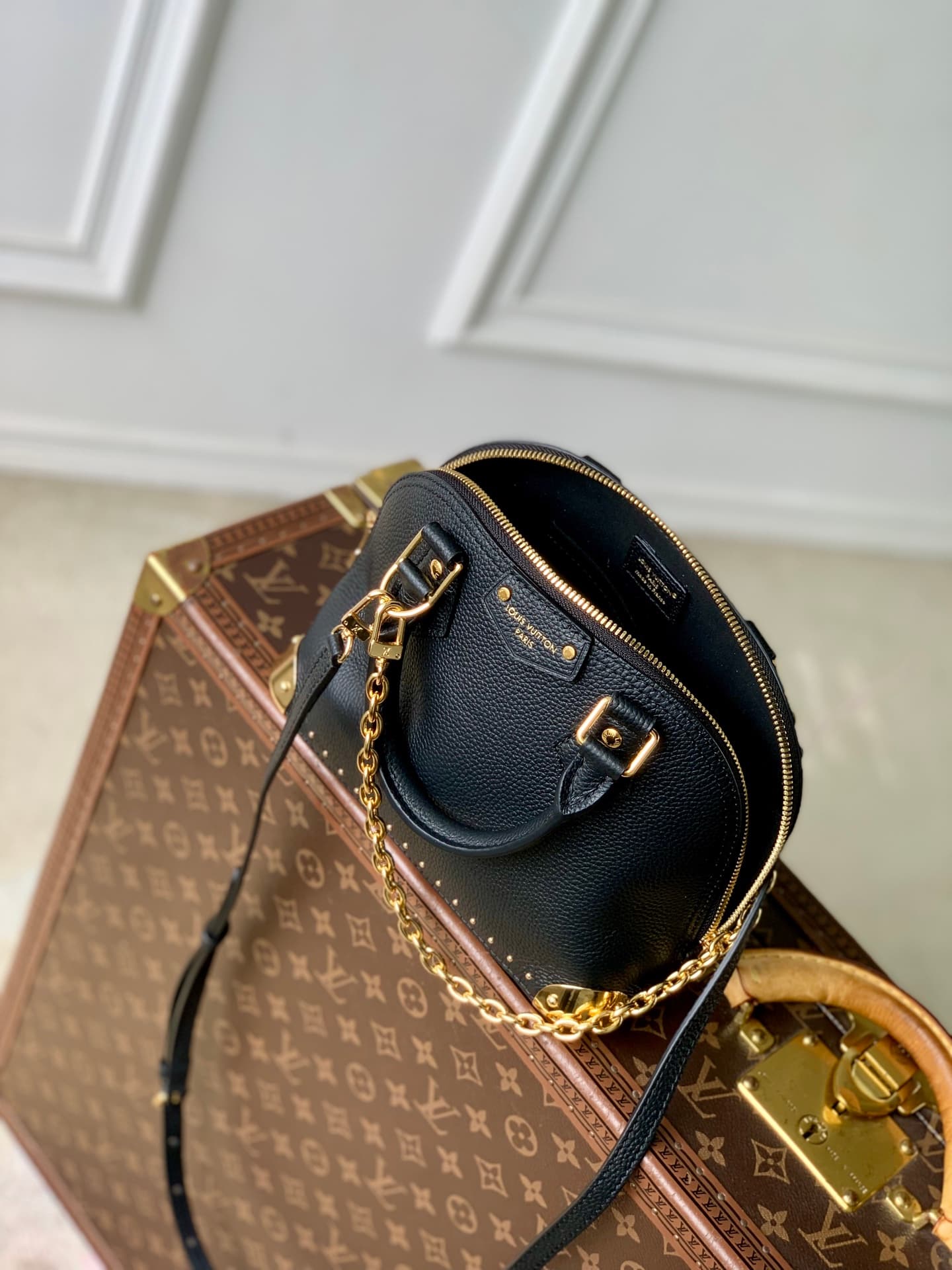 Louis Vuitton Alma Trunk BB Black Calfskin leather M29445 High