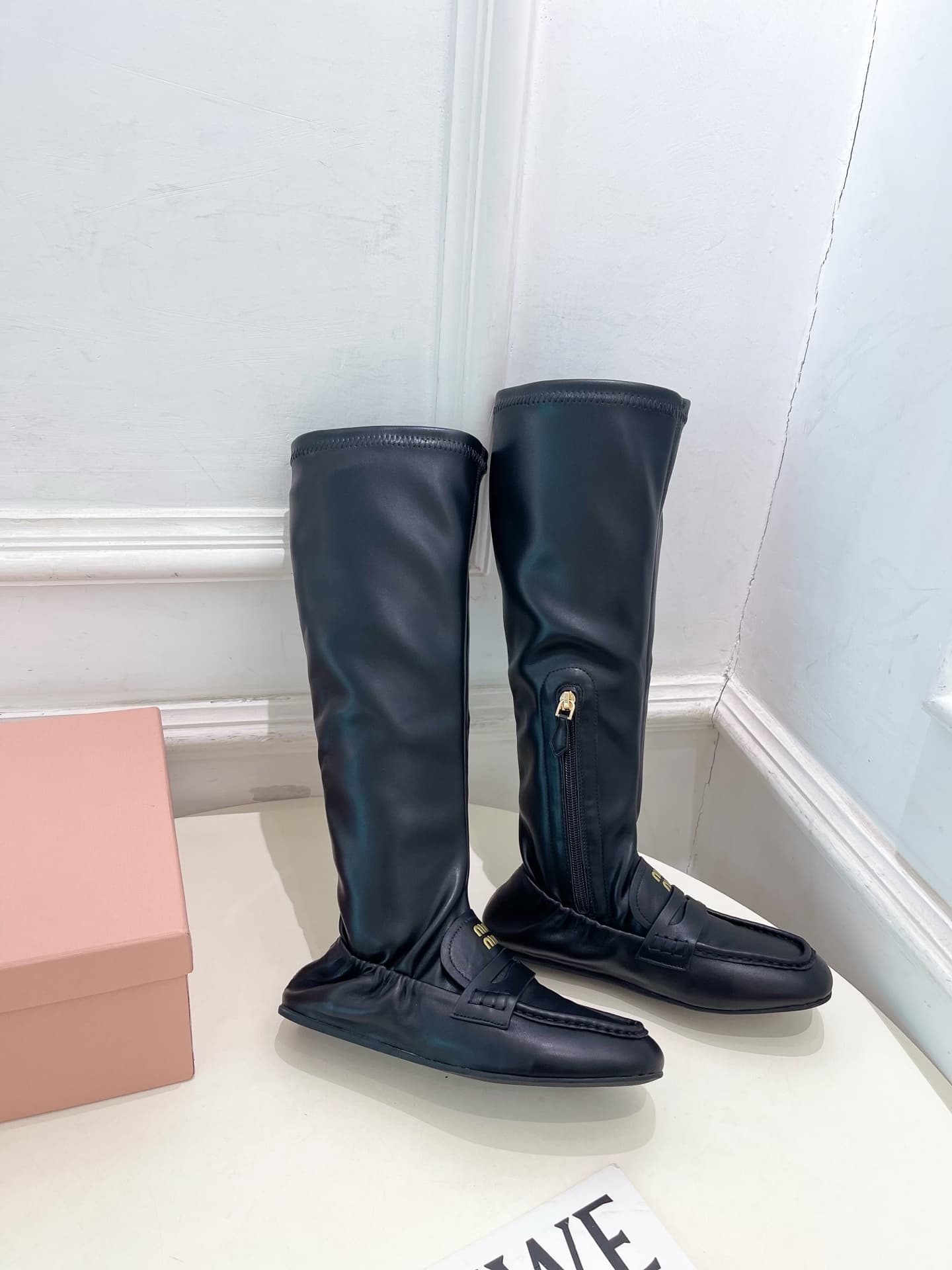 Miu Miu Ruches Nappa Leather Boots Women