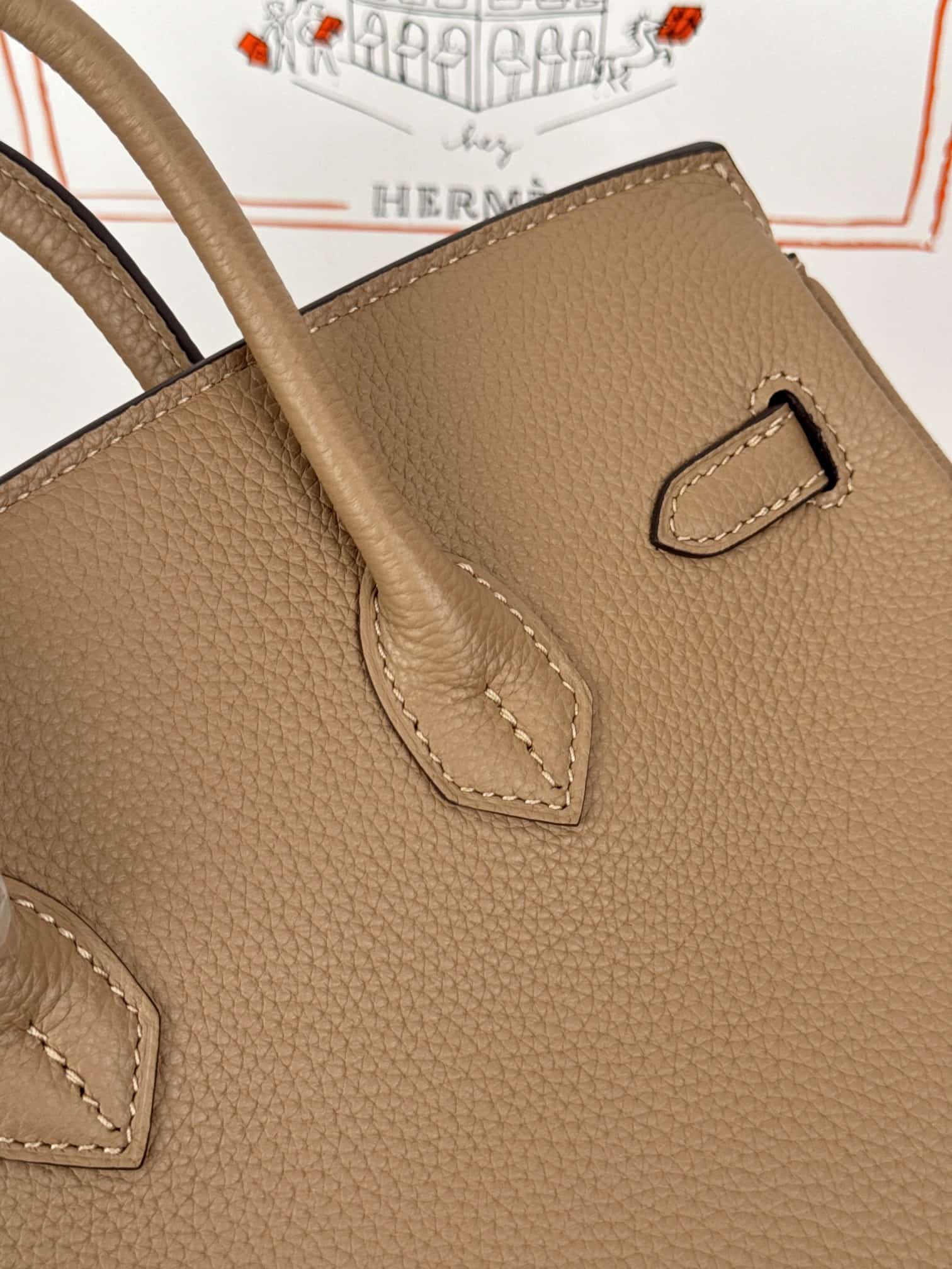 Hermes Birkin 25/30 Bag Togo Calfskin Leather Chai High