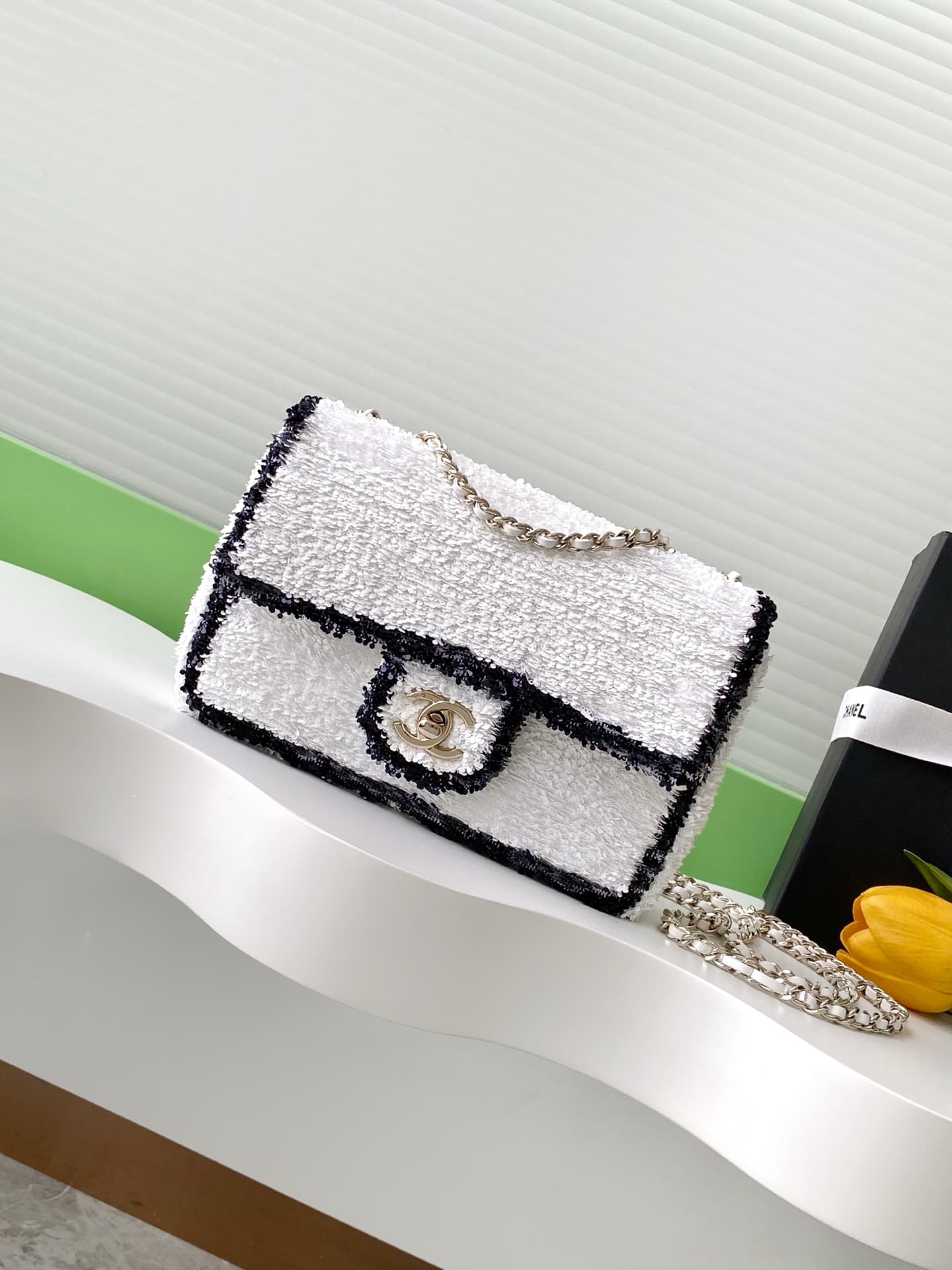Chanel Flap Bag Sequins & Gold-Tone Metal AS4561  A