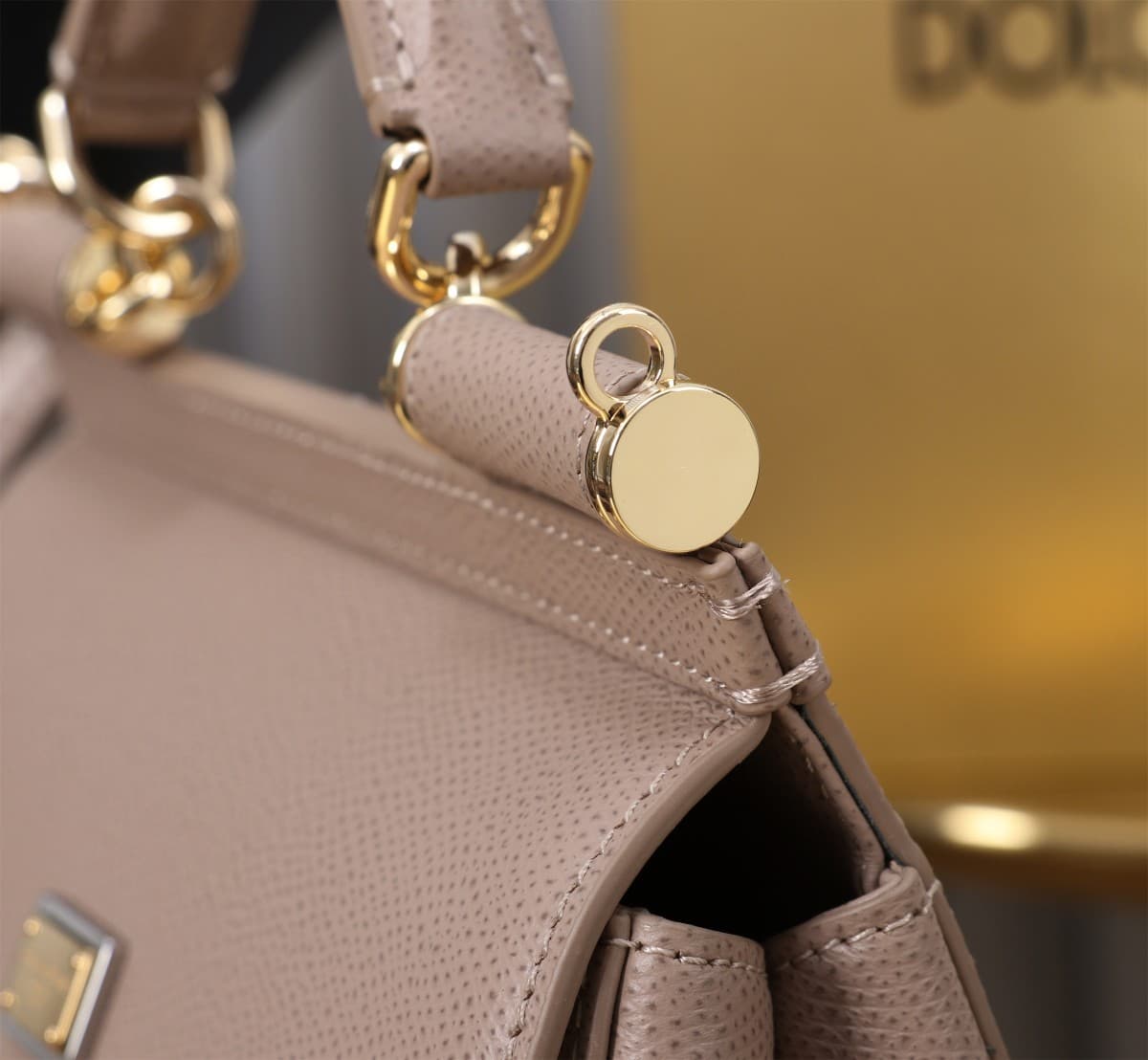 Dolce & Gabbana Miss Sicily top handle bag calfskin leather Nude Pink High