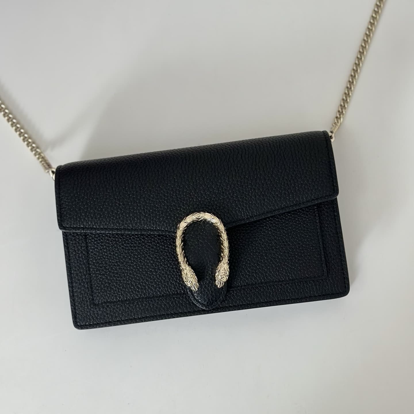 DIONYSUS WALLET ON CHAIN 837373 black grainy leather High