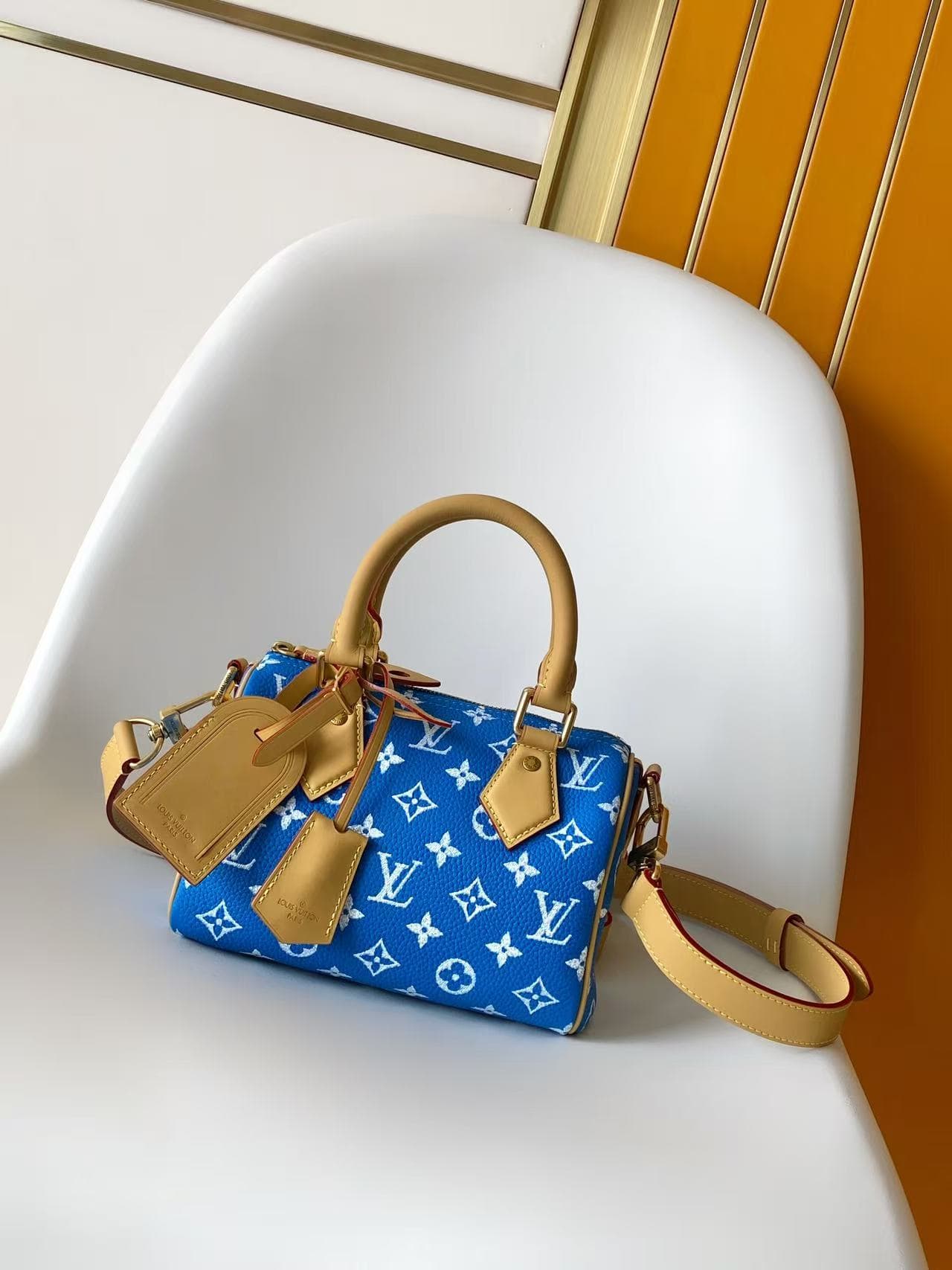 Louis Vuitton Speedy P9 Bandoulière 20 Blue Calfskin leather M28185 High