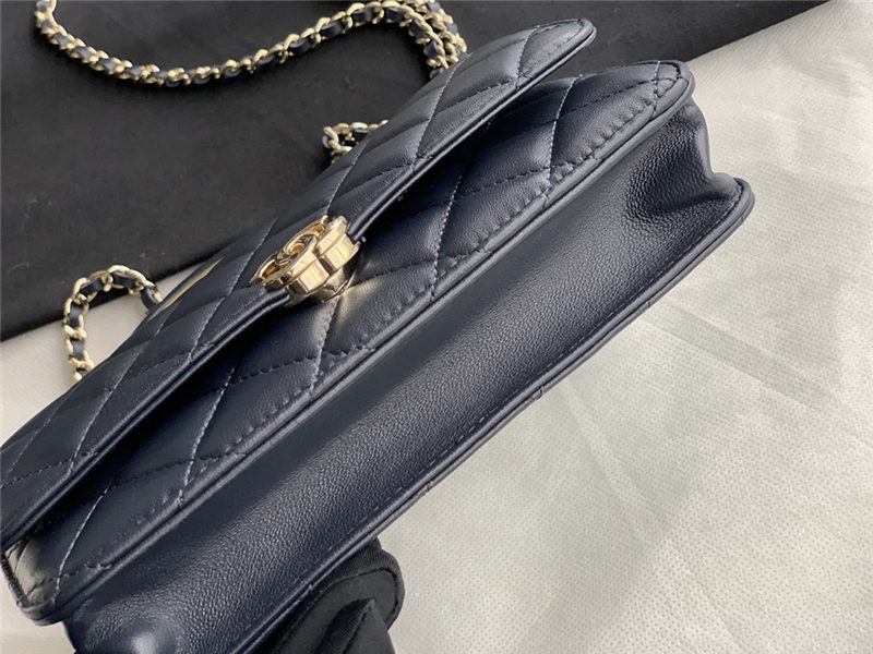 Chanel Wallet on Chain With Handle AP2844 Lambskin & Gold-Tone Metal Navy A