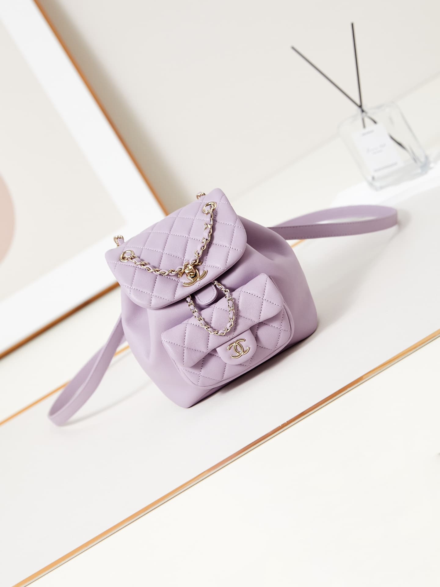 Chanel Small Quilted Duma Backpack Lambskin AS2908 Purple A
