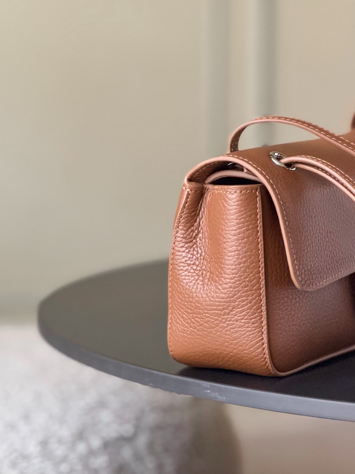 CHANEL Mini flap bag Grained Calfskin&Silver-tone metal Caramel AS6573 A