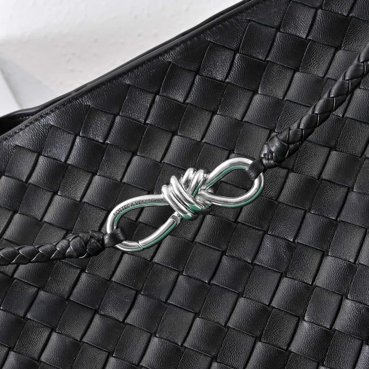 BV Andiamo Large Top handle bag Black Silver Metal High