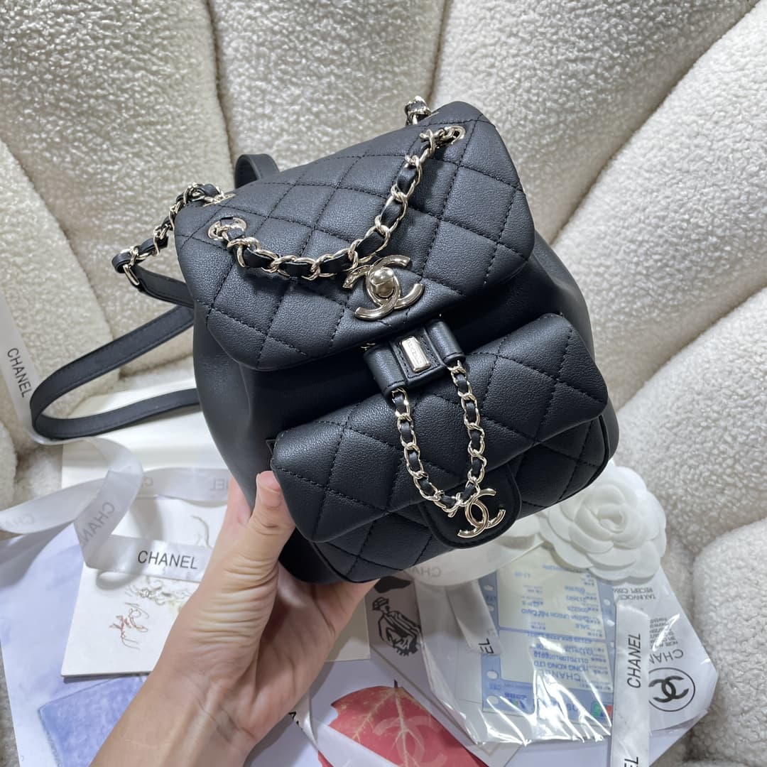 Chanel Small Quilted Duma Backpack Calfskin AS2908 Black High