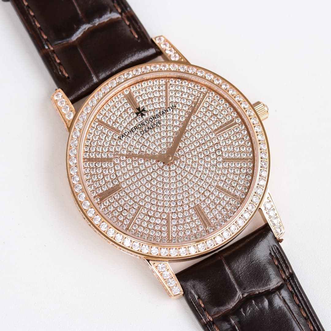 Vacheron Constantin Traditionnelle Watch with Rose Gold  Paved Diamonds TOP
