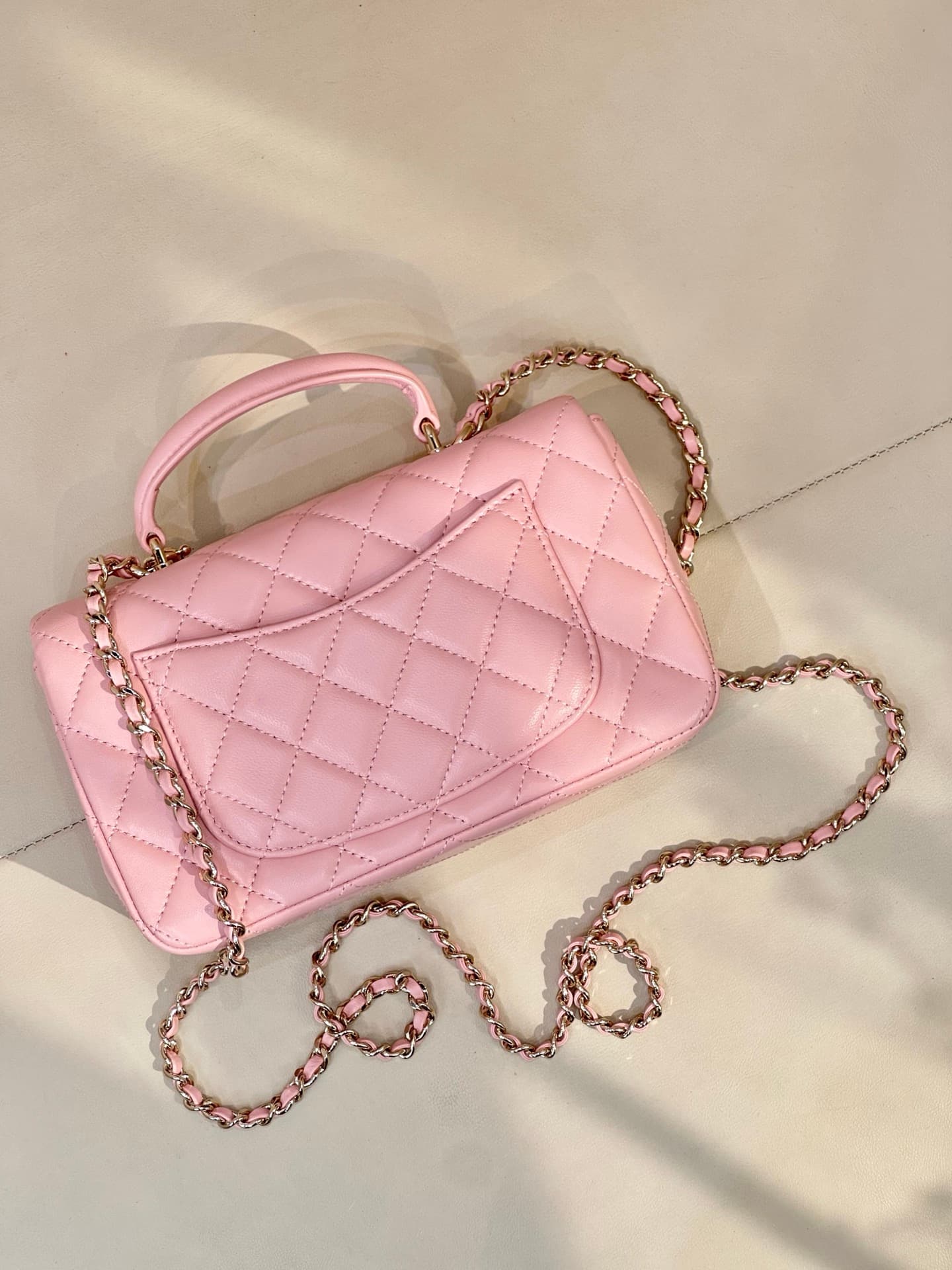Chanel Mini Classic Handbag Lambskin Strass & Gold-Tone Metal AS2431 pink TOP