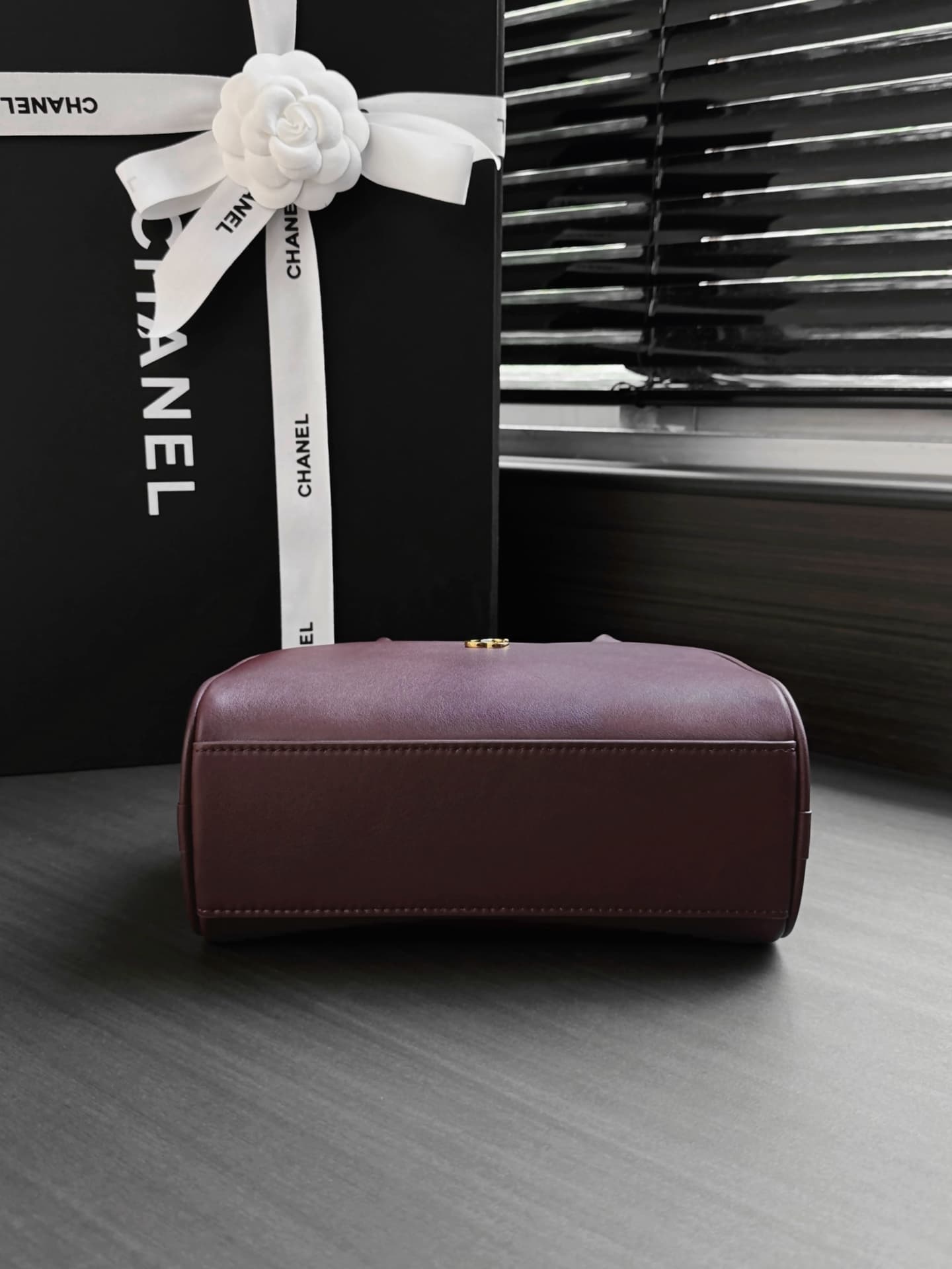 Chanel Mini Bowling Bag Calfskin & Gold-Tone Metal Burgundy AP5528 A