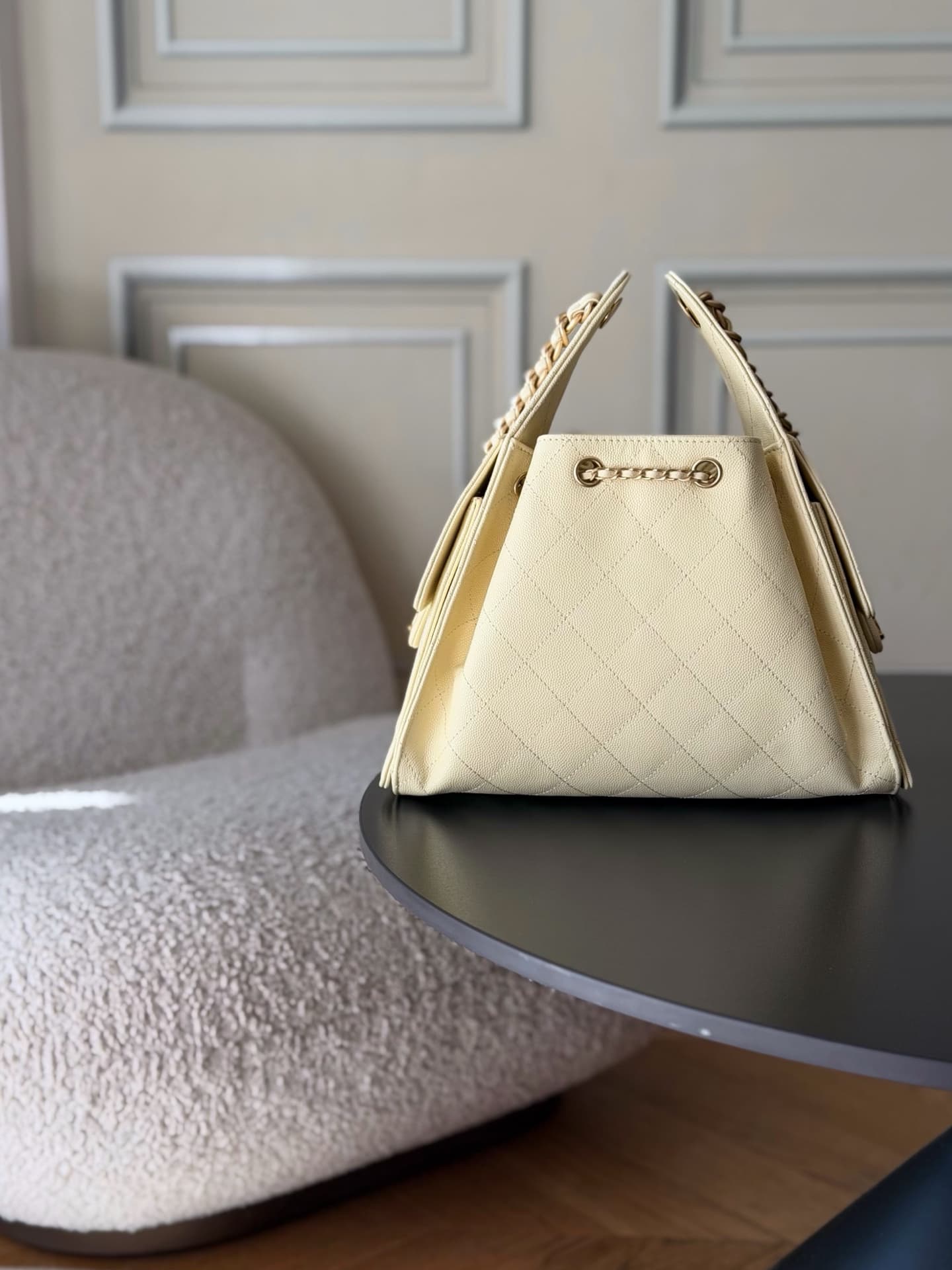 Chanel 25 Small Hobo handbag AS5293 Grained Calfskin& Gold-Tone Metal Light Yellow A