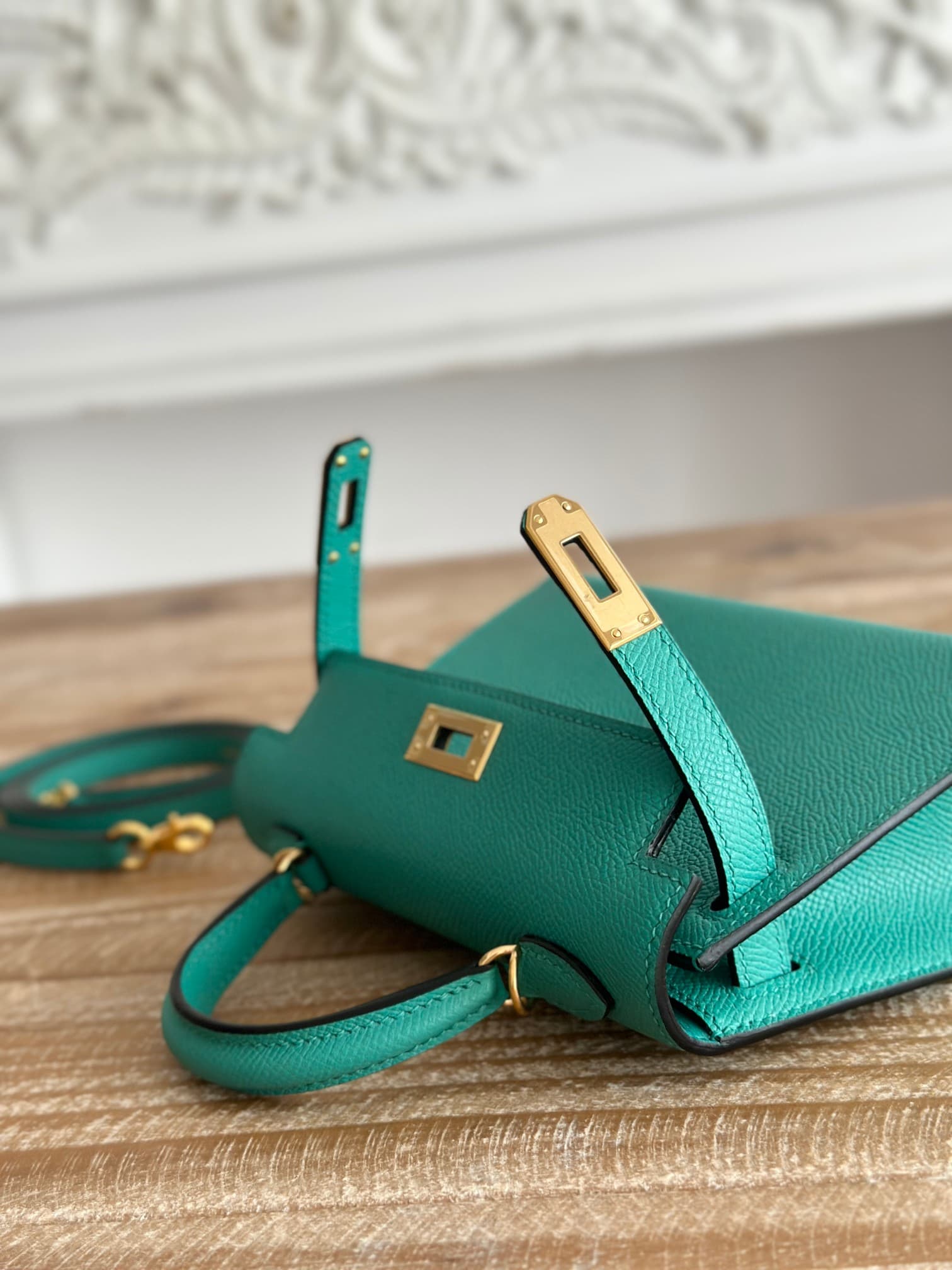 Hermes Kelly Mini II Bag Epsom Leather WAX Vert Veronese High