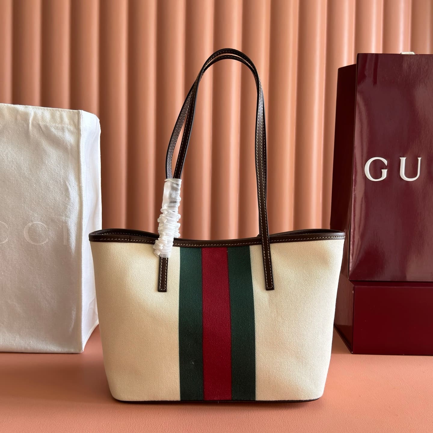 Gucci Tribeca small tote bag with charm natural canvas ‎A0034E High
