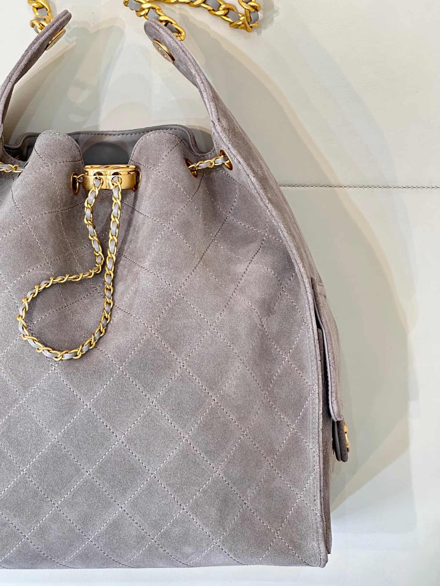 Chanel 25 Medium Hobo handbag AS5311 Suede &Gold-tone Metal Grey TOP
