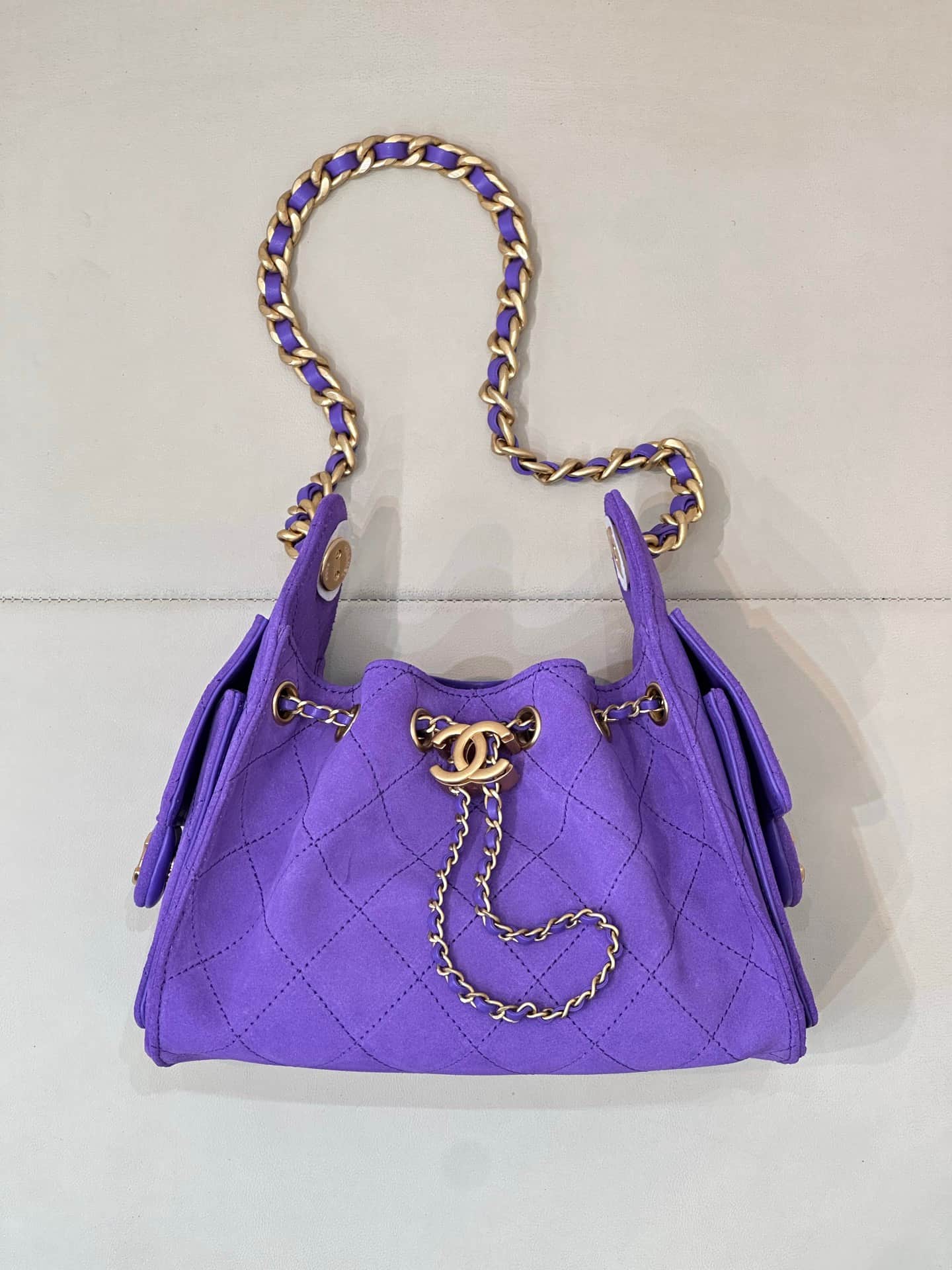 CHANEL 25 Mini Handbag AS5631 Suede &Gold-tone Metal Purple TOP