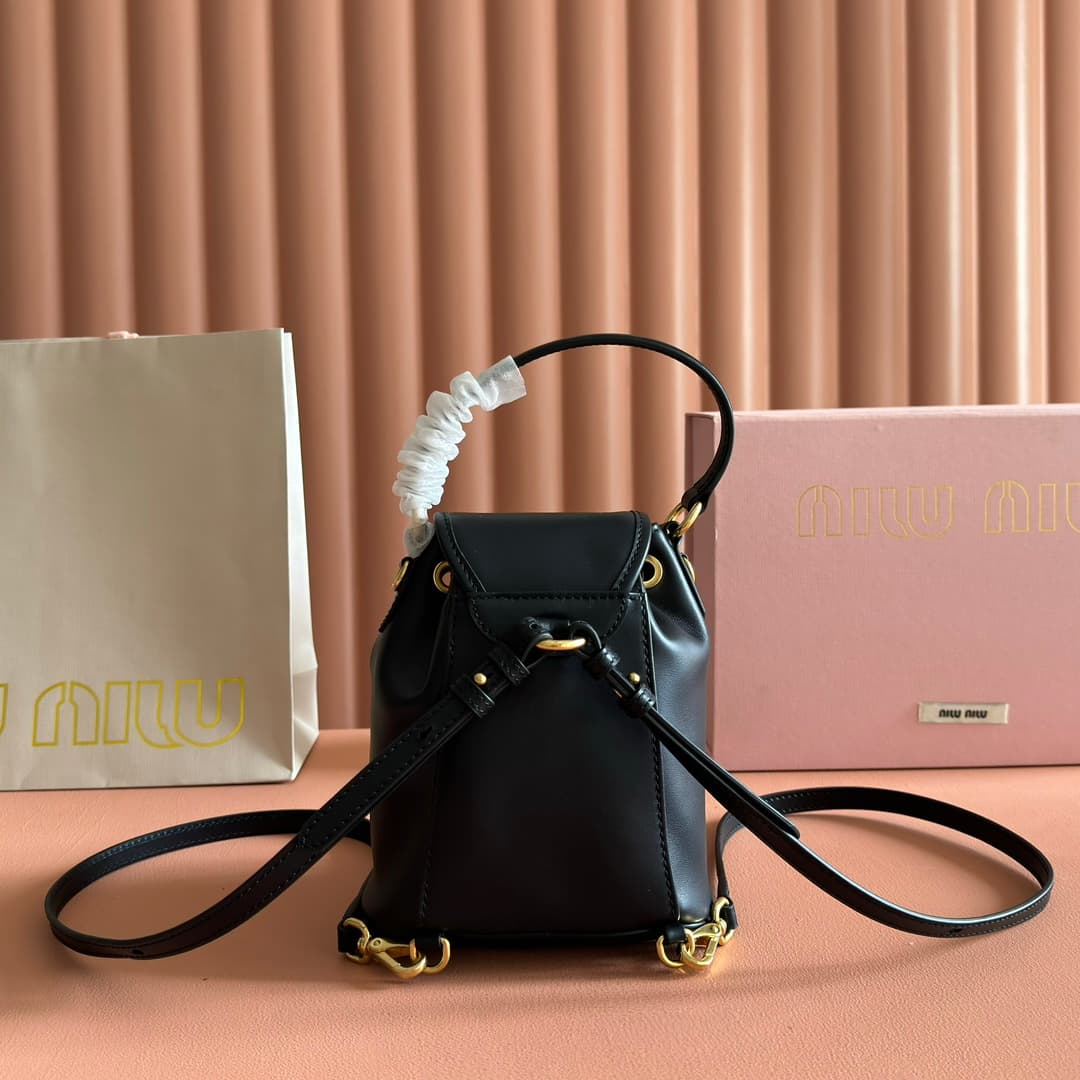Miu Miu Calfskin Leather backpack Black 5BZ045 High