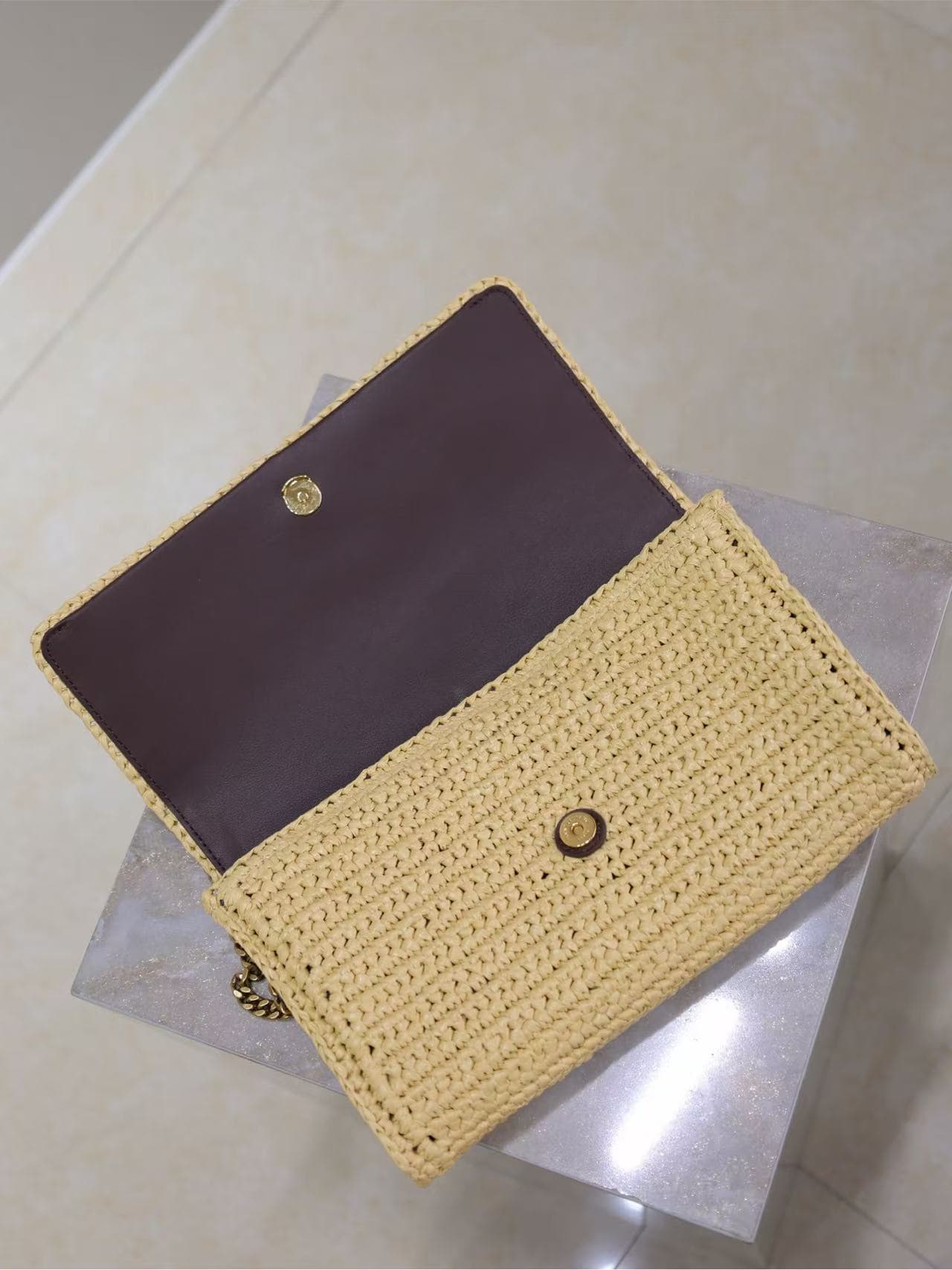 Saint Laurent Kate 99 Raffia Shoulder Bag