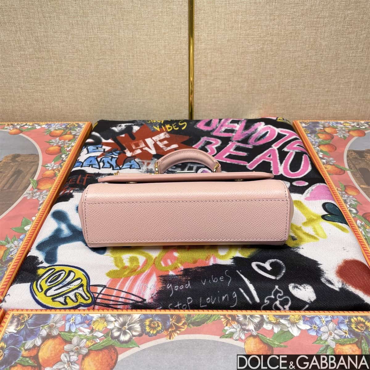 Dolce & Gabbana Miss Sicily top handle bag calfskin leather Light Pink High