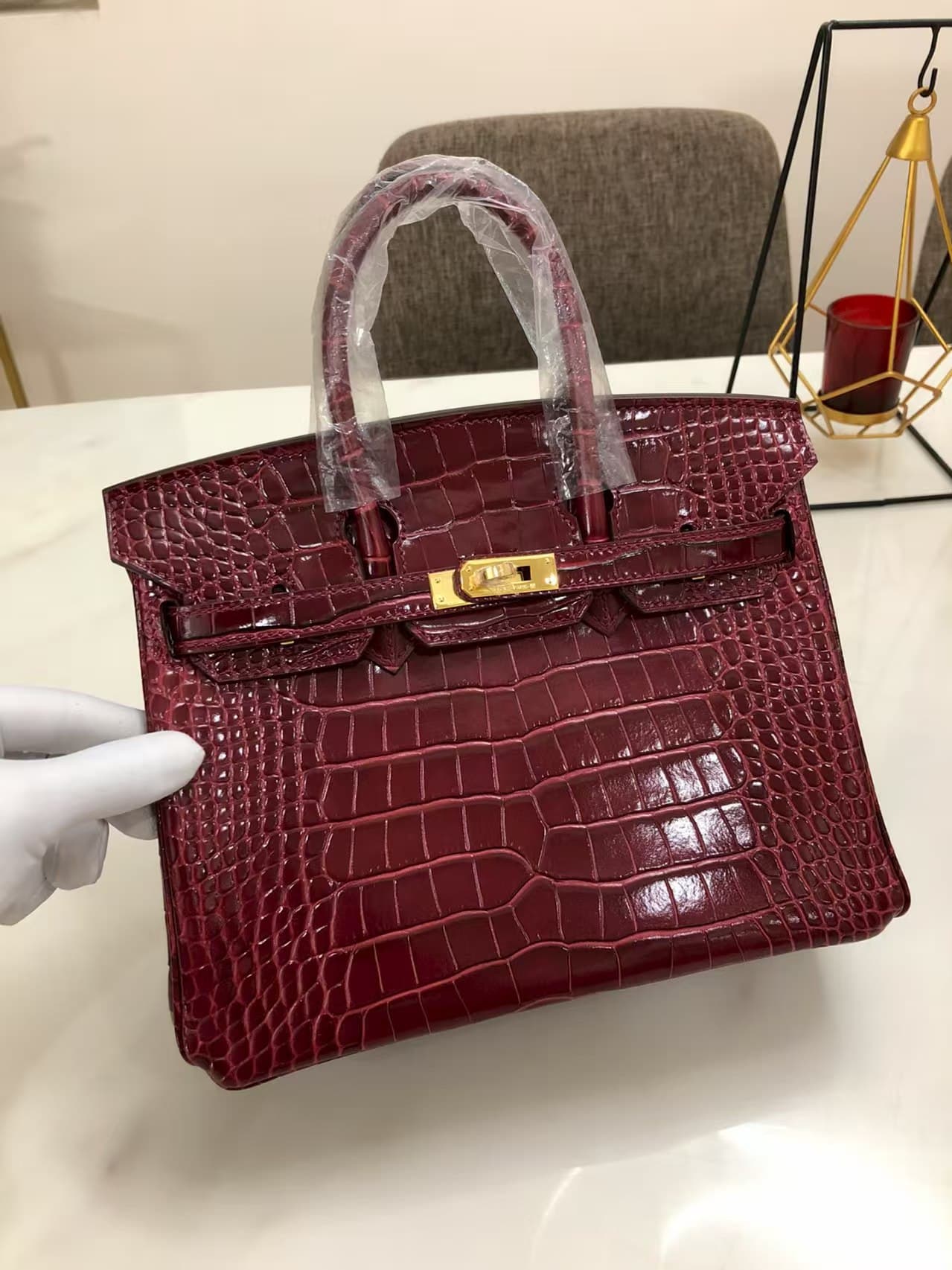 Hermes Birkin 25/30/35cm Bag Crocodile Leather In Burgundy WAX High Customizing Style
