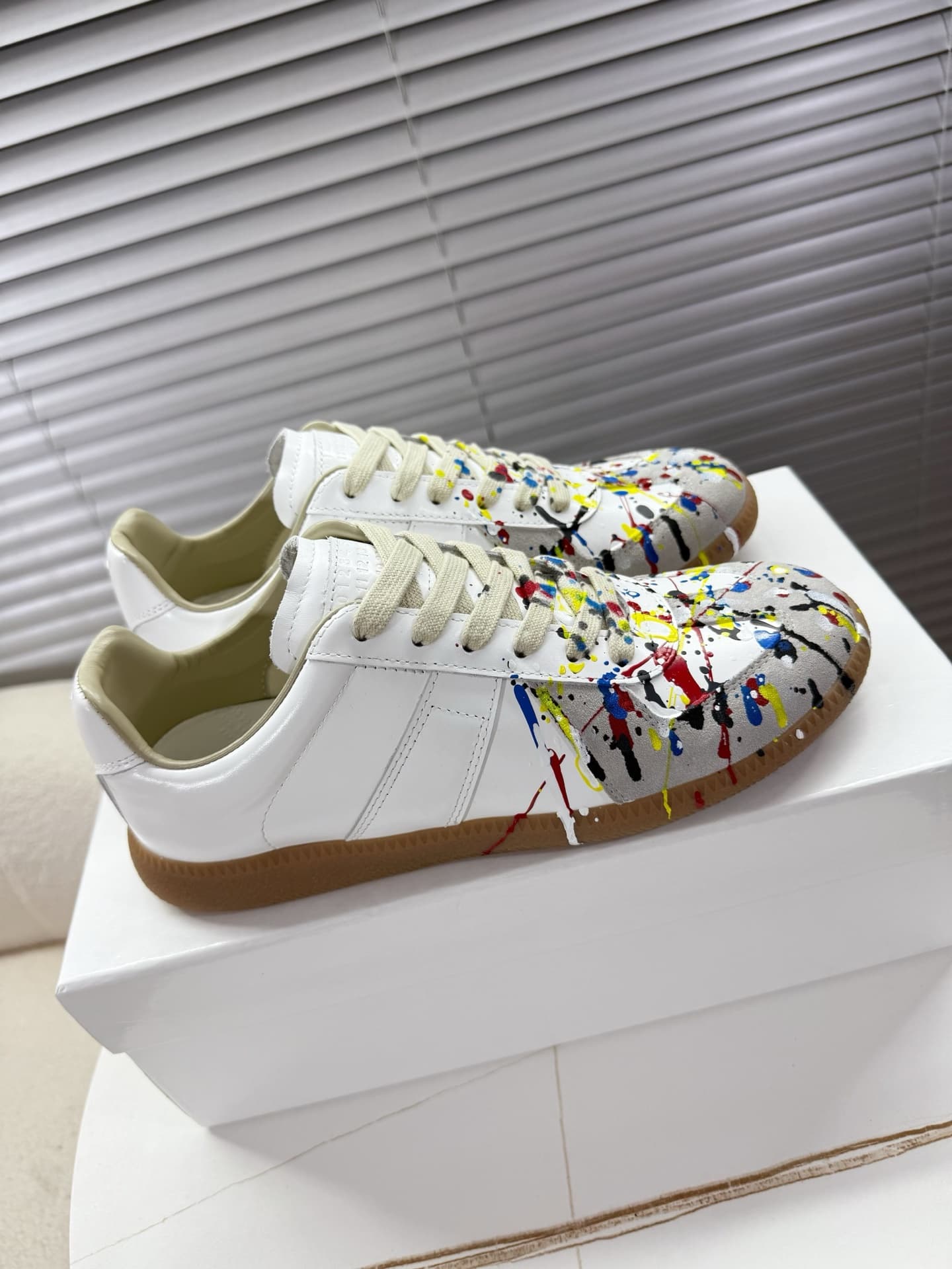 Maison Margiela Patent Leather Printed Sneaker shoes Men Women