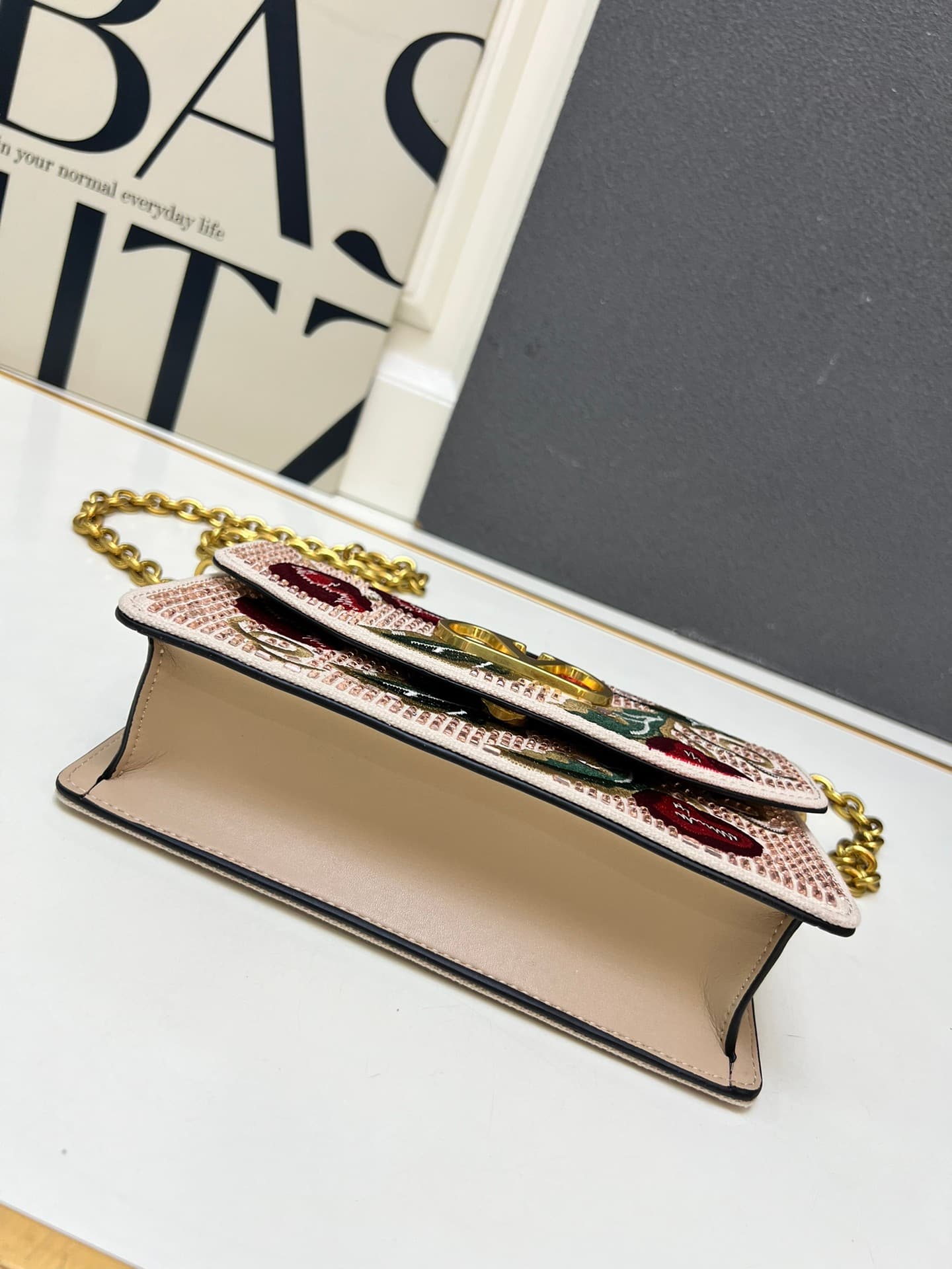 Valentino Garavani Vain Embroidered Shoulder Clutch With Cherryfic Pattern Mid