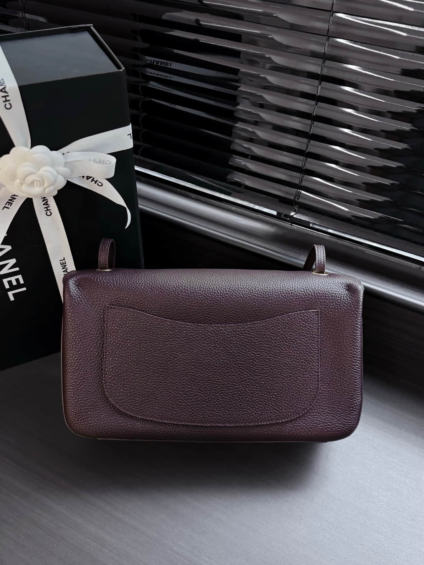 Chanel Maxi Flapbag Grained Calfskin & Gold-Tone Metal Dark Brown AS6231 A