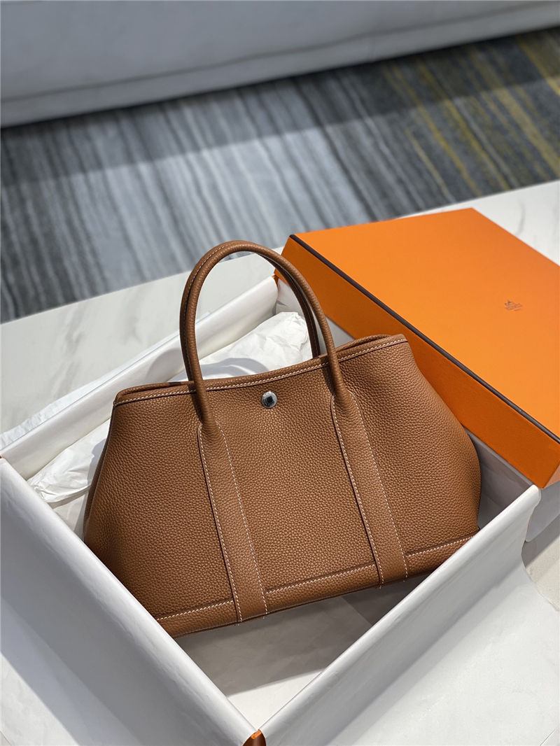Hermes Garden Party 30/36 Bag Calfskin In Gold High