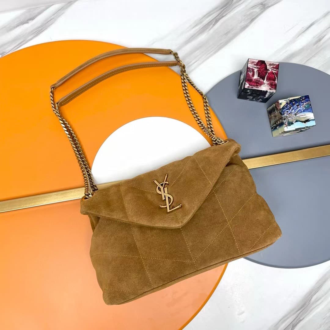 PUFFER SMALL in suede 577476 CINNAMON High