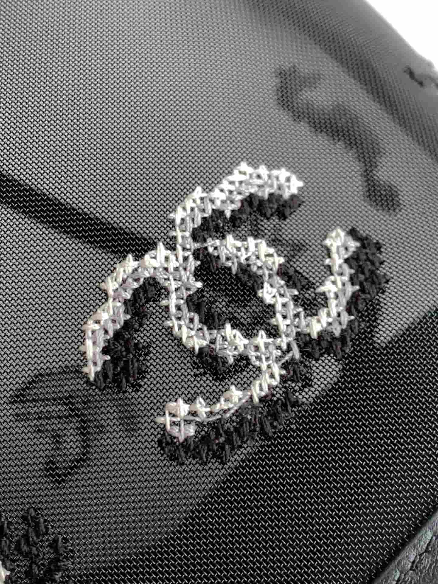 Chanel Coco Beach Large Bucket Bag Embroidered Mesh & Calfskin Transparent & Black AS6189 A