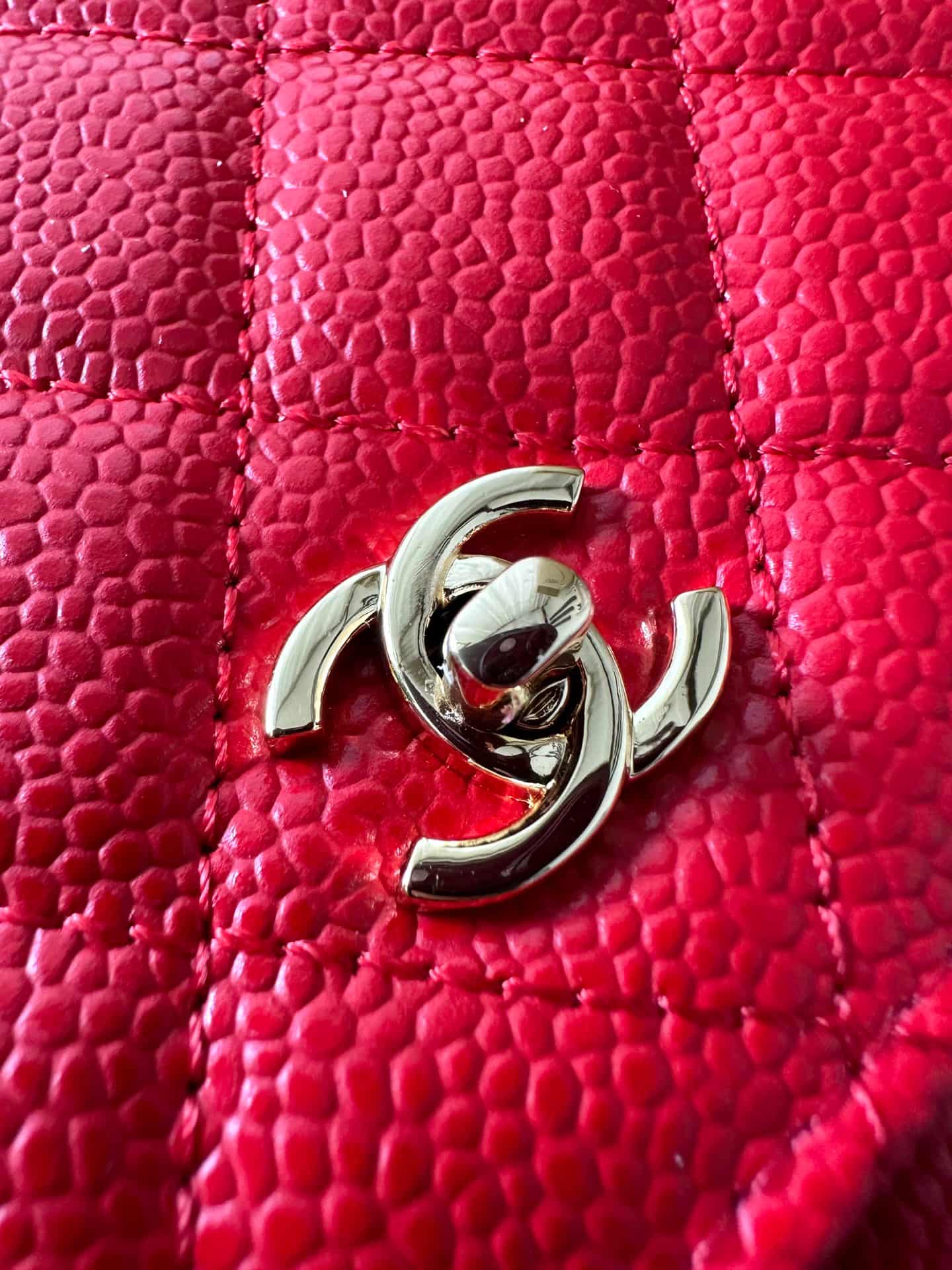 Chanel Classic Wallet on Chain Grained Shiny Calfskin & Gold-Tone Metal AP4241 Red High