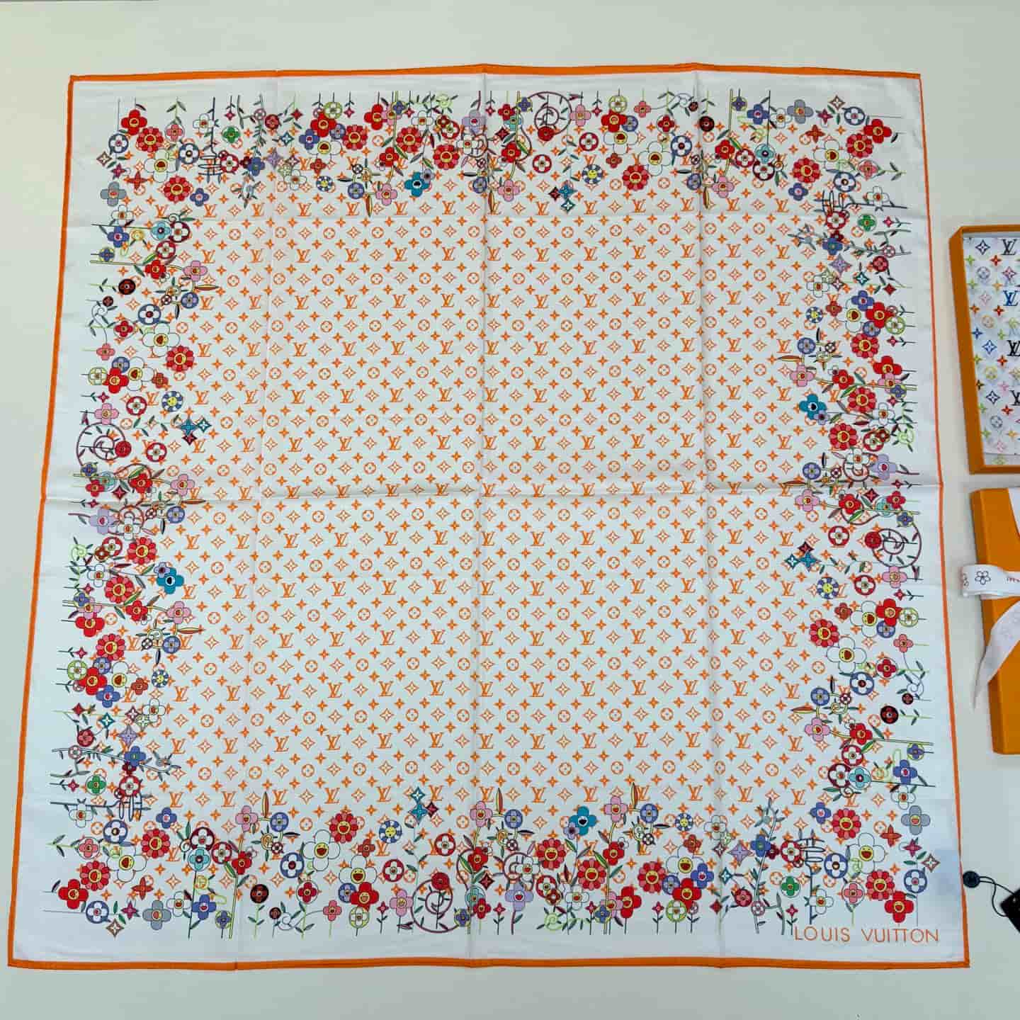 Louis Vuitton x Takashi Murakami Monogram Superflat Flowers Square 90 scarves