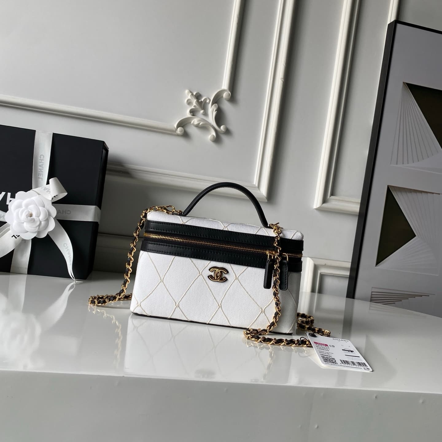 Chanel Coco Beach Mini Vanity Canvas & Gold-tone Metal AP5164  A