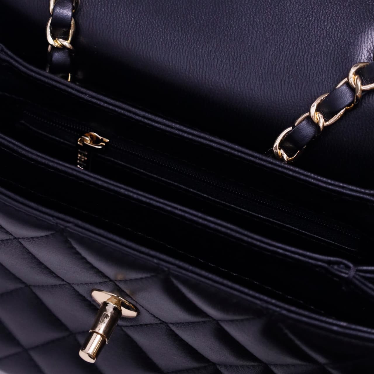 Chanel MINI FLAP BAG WITH TOP HANDLE AS4654 Lambskin &Gold-Tone Metal Black A