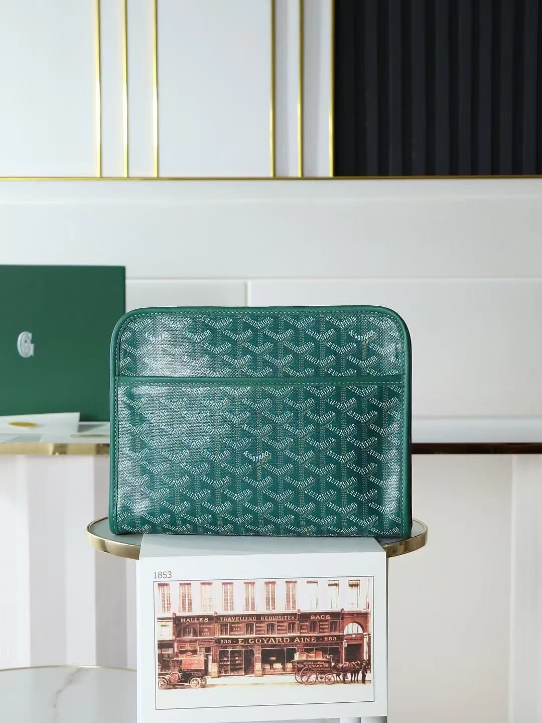 Goyard Jouvence Small Toiletry Bag in Green Goyardine Canvas High