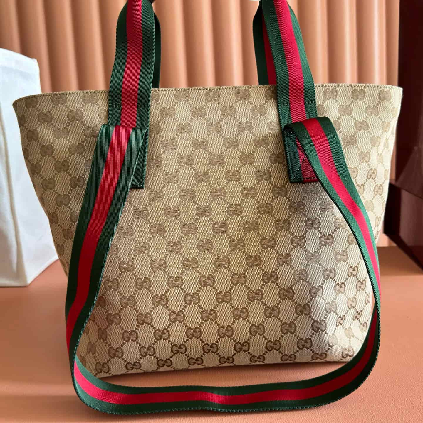 Gucci GG small tote bag Sand and dark brown GG canvas ‎875941 High