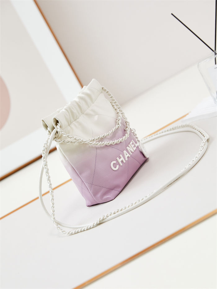 Chanel 22 MINI HANDBAG Patent Gradient Calfskin & Lacquered Metal Purple AS3980 A
