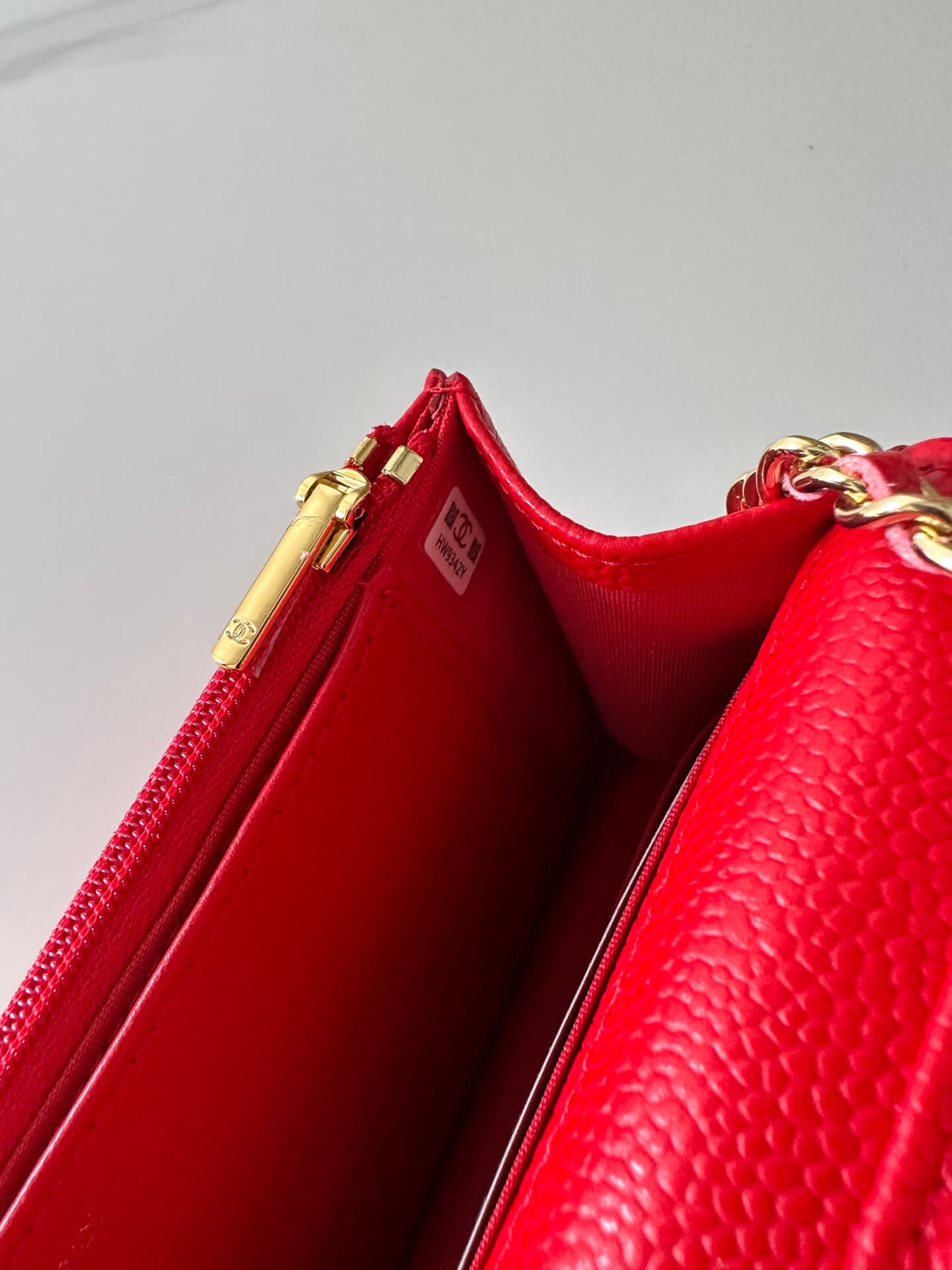 Chanel Classic Wallet on Chain Grained Shiny Calfskin & Gold-Tone Metal AP4241 Red High