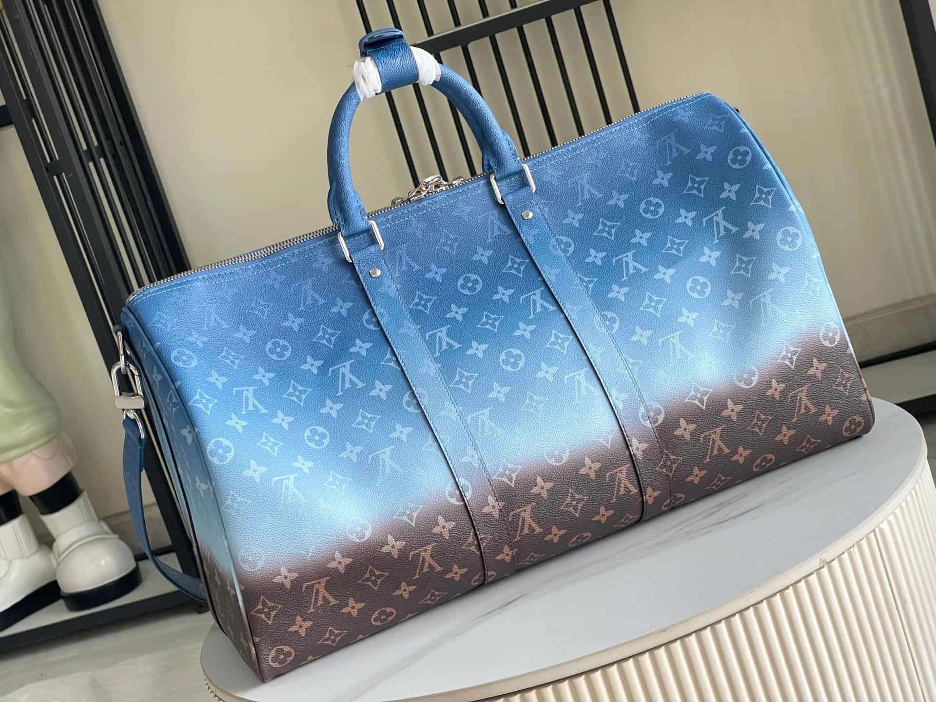 Louis Vuitton Keepall Bandoulière 50 Blue Monogram Pigment coated canvas M28227 TOP