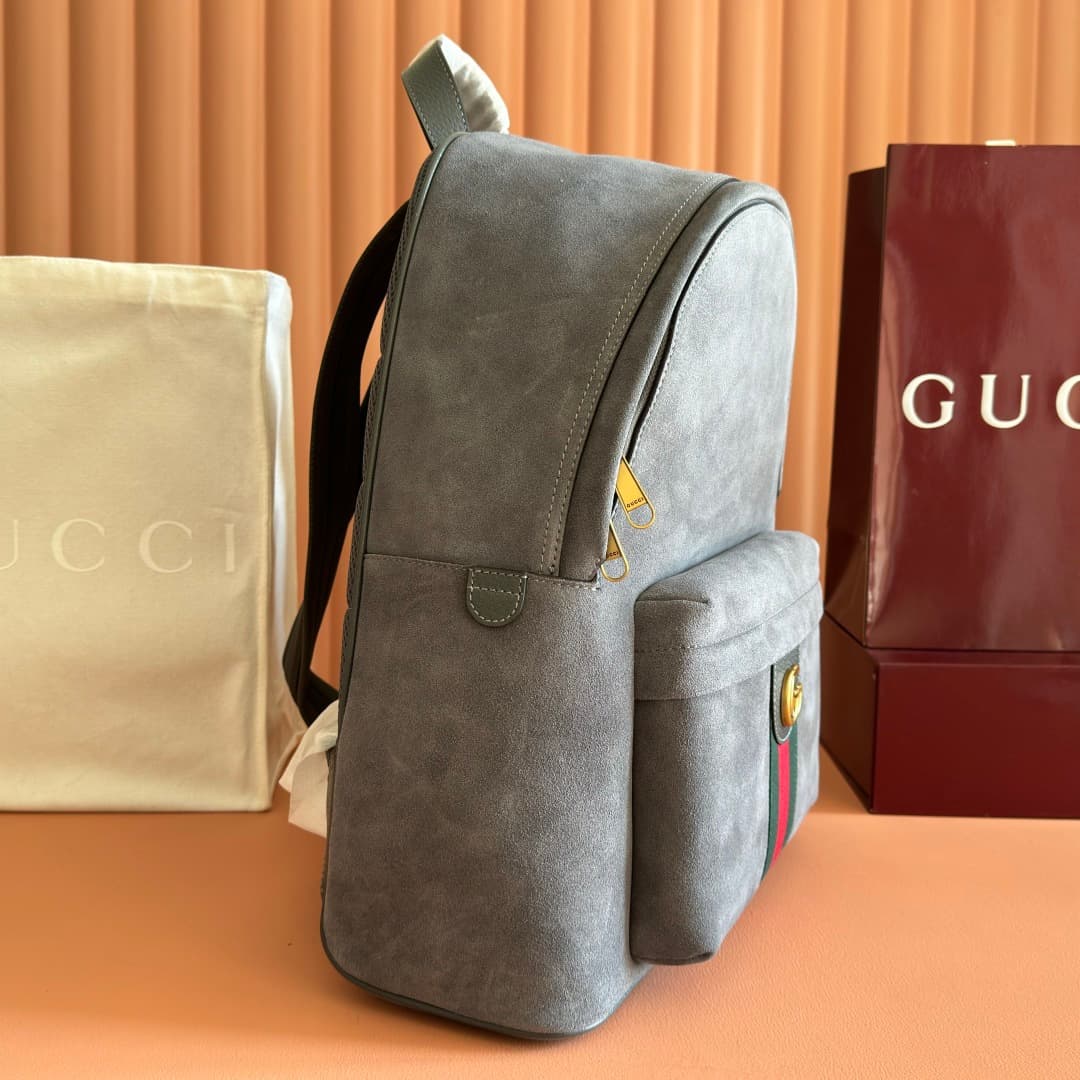 Gucci Ophidia Medium Backpack Grey Lightweight Soft Suede 834466 High