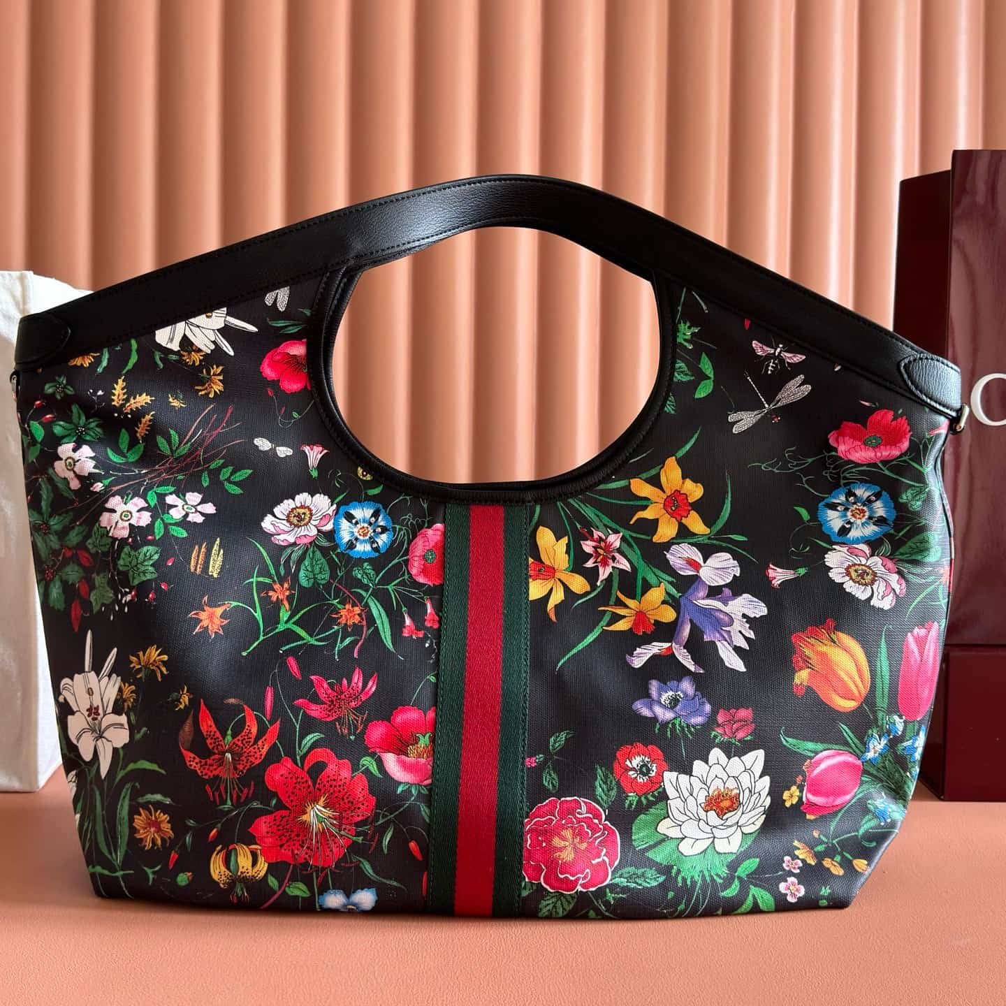 Gucci Giglio Flora large tote bag black and multicolor Flora net 853971 High