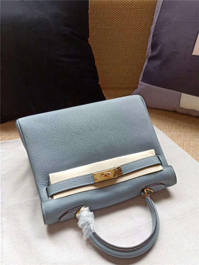 Hermes Kelly 25/28 Retourne Bag Calfskin In Bleu Lin High