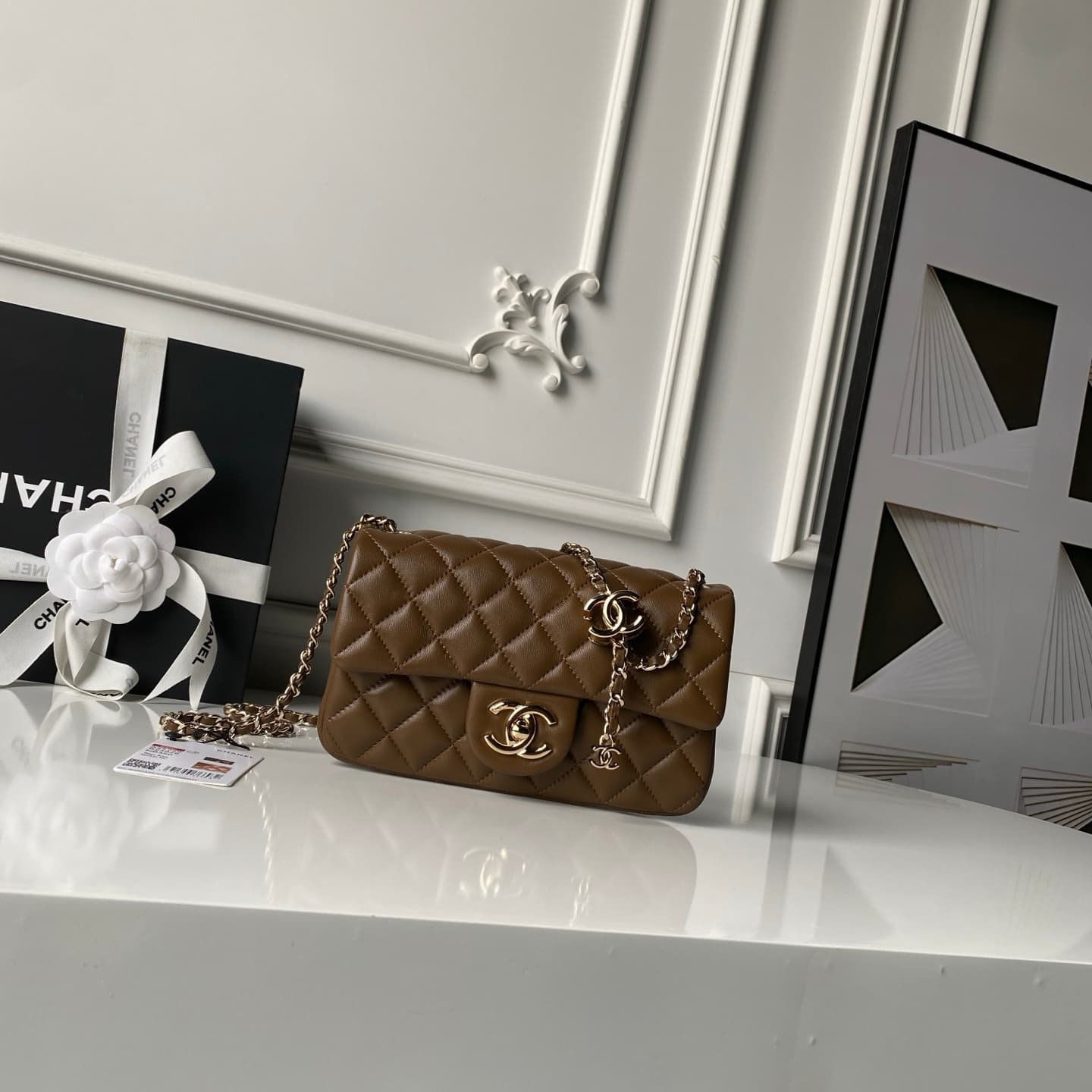Chanel Classic Flap Bag Lambskin & Gold-Tone Metal AS5759 Dark Brown A