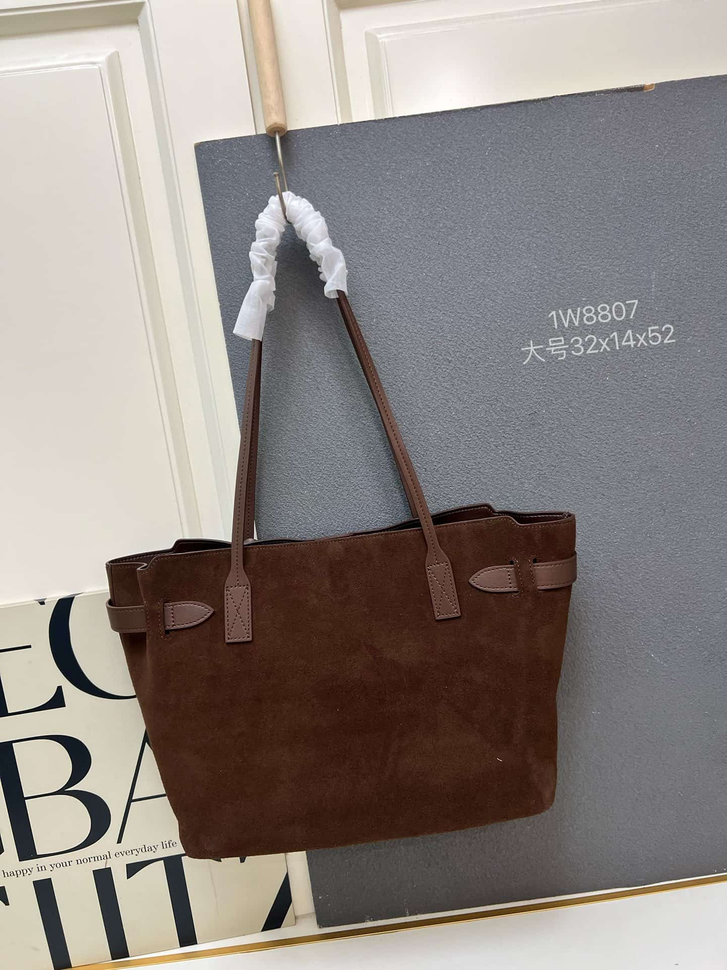 Balenciaga Bel Air Large Waxed Suede Tote Bag in brown silver hardware 1W8807 High