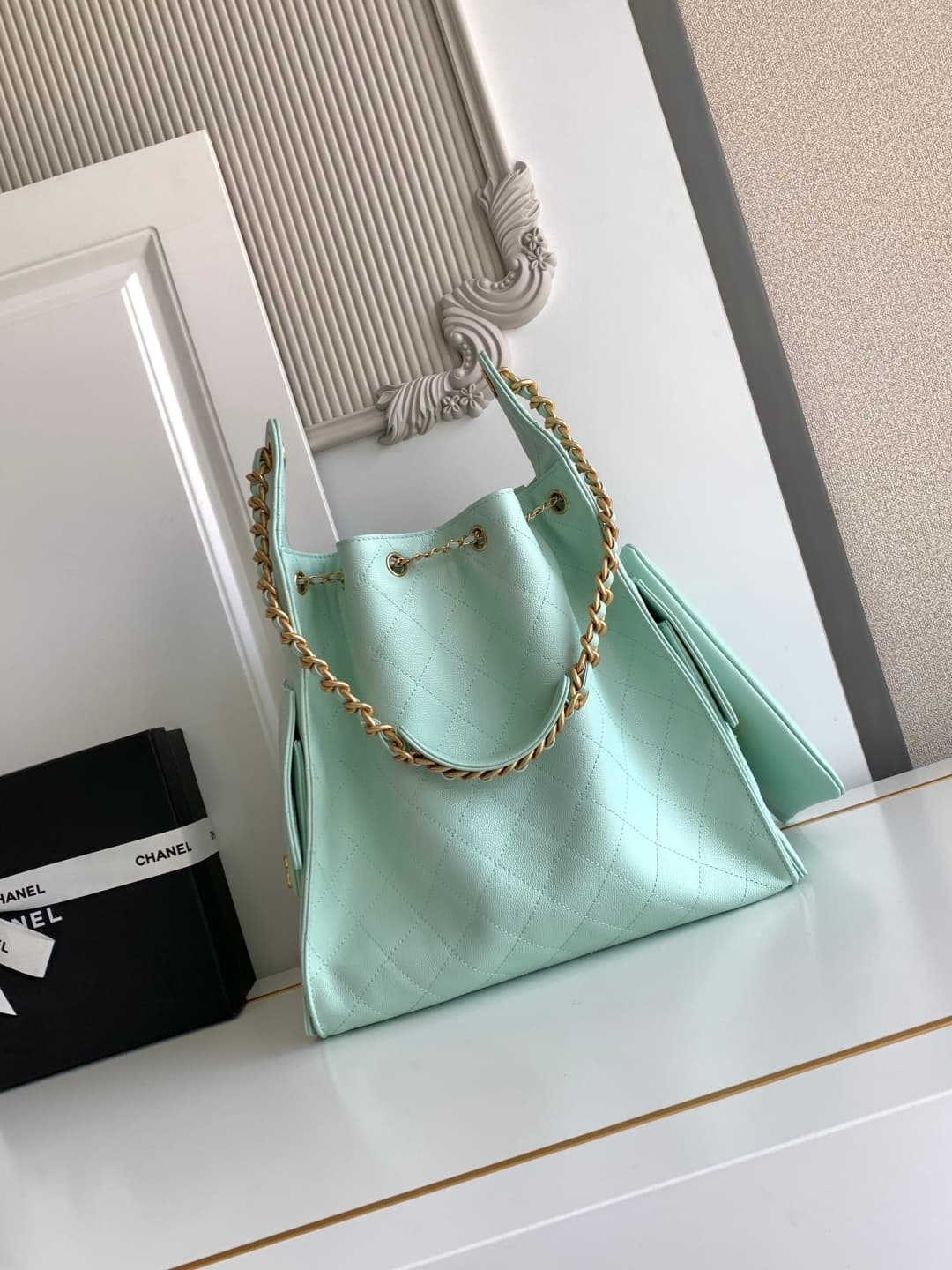 Chanel 25 Medium Hobo Medium handbag AS5311 Grained Calfskin & Gold-tone Metal Light Green A