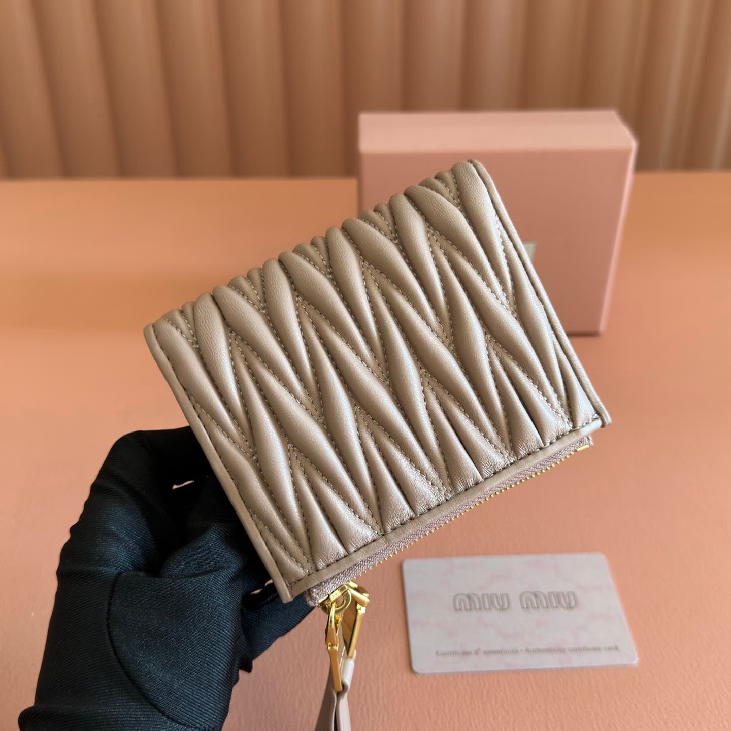 Miu Miu Begonia Powder Pink Matelassé Nappa Leather Wallet 5MV017 TOP